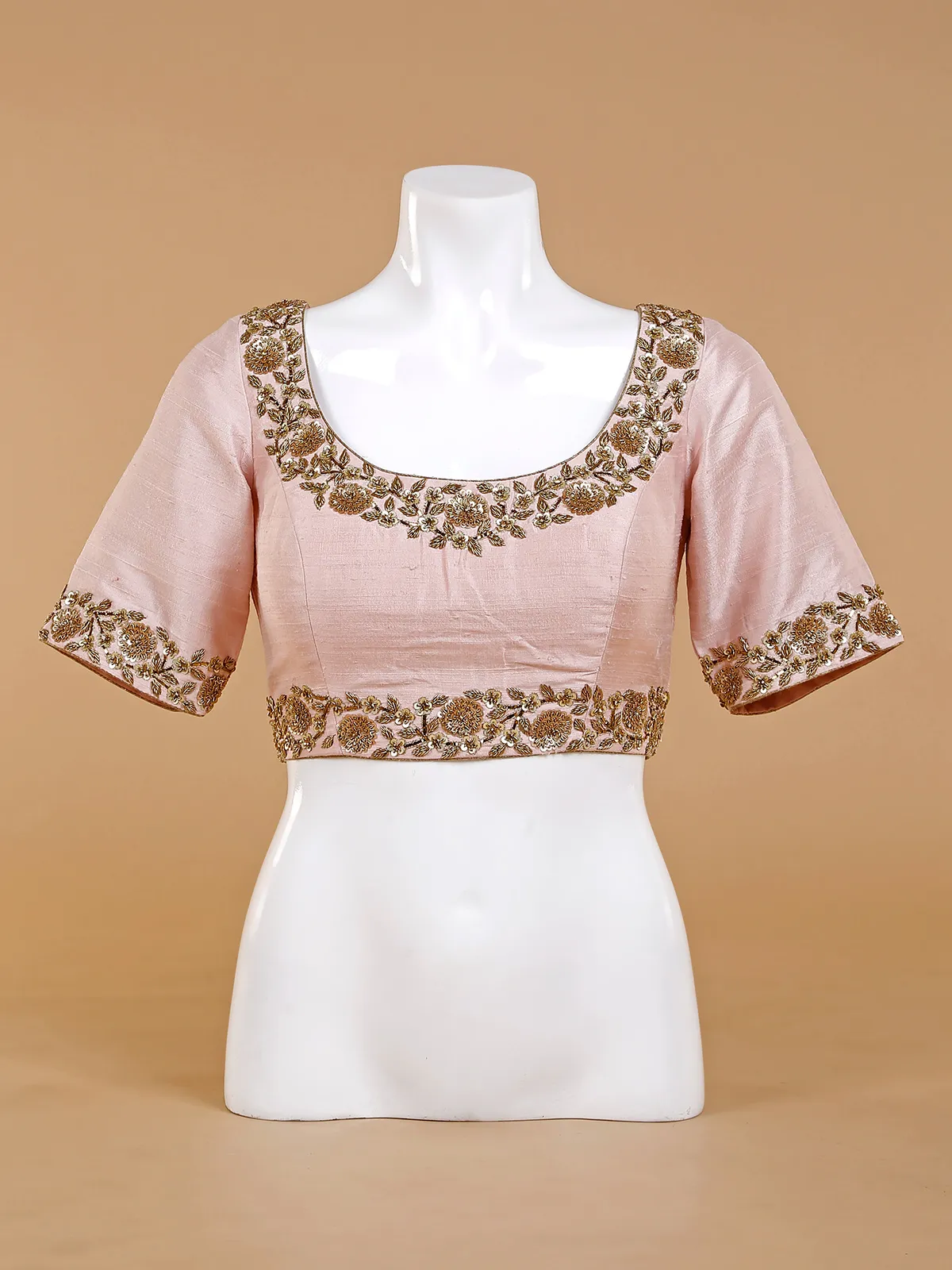 Light pink silk ready made blouse
