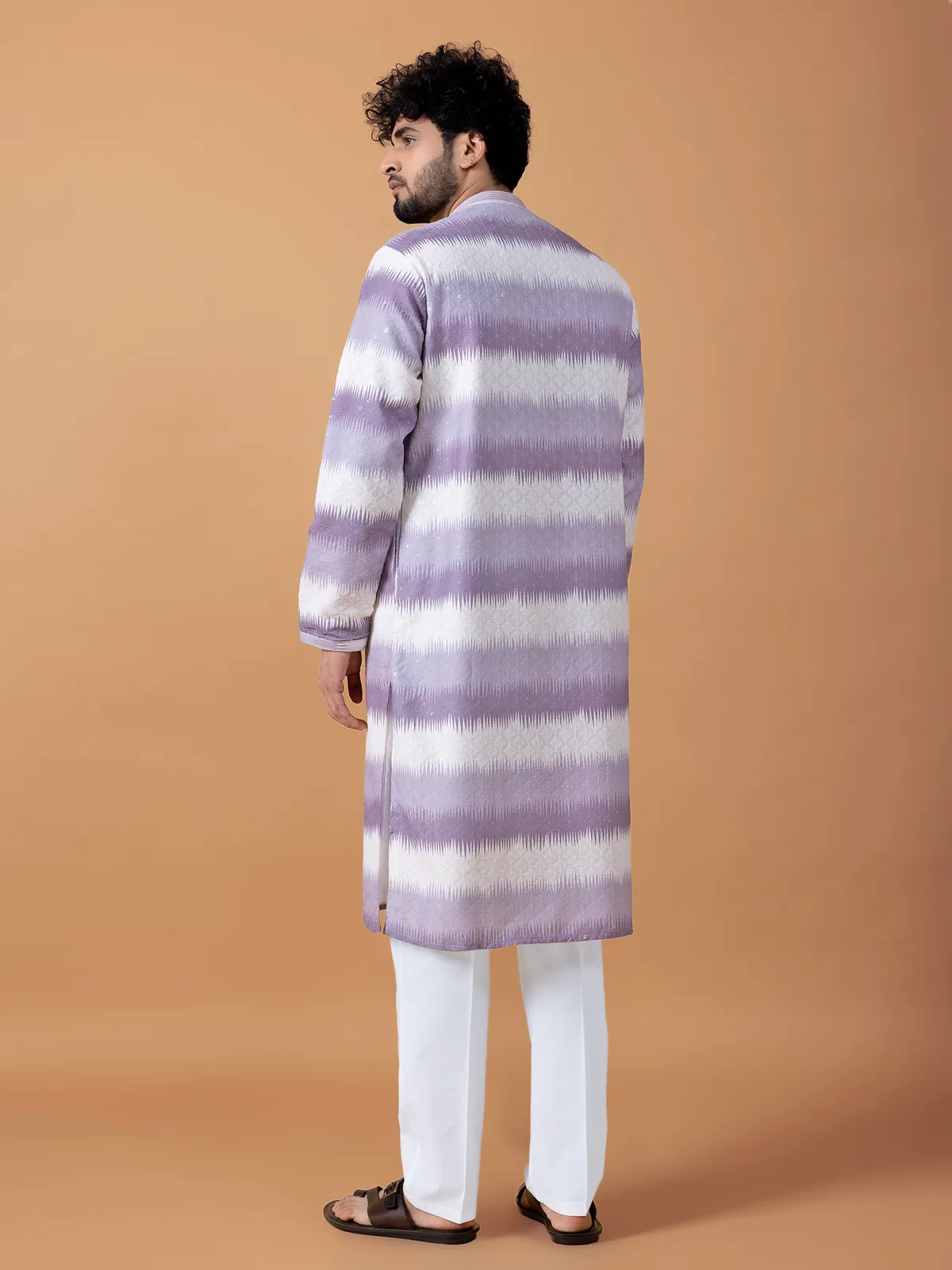 Light purple cotton embroidery kurta suit