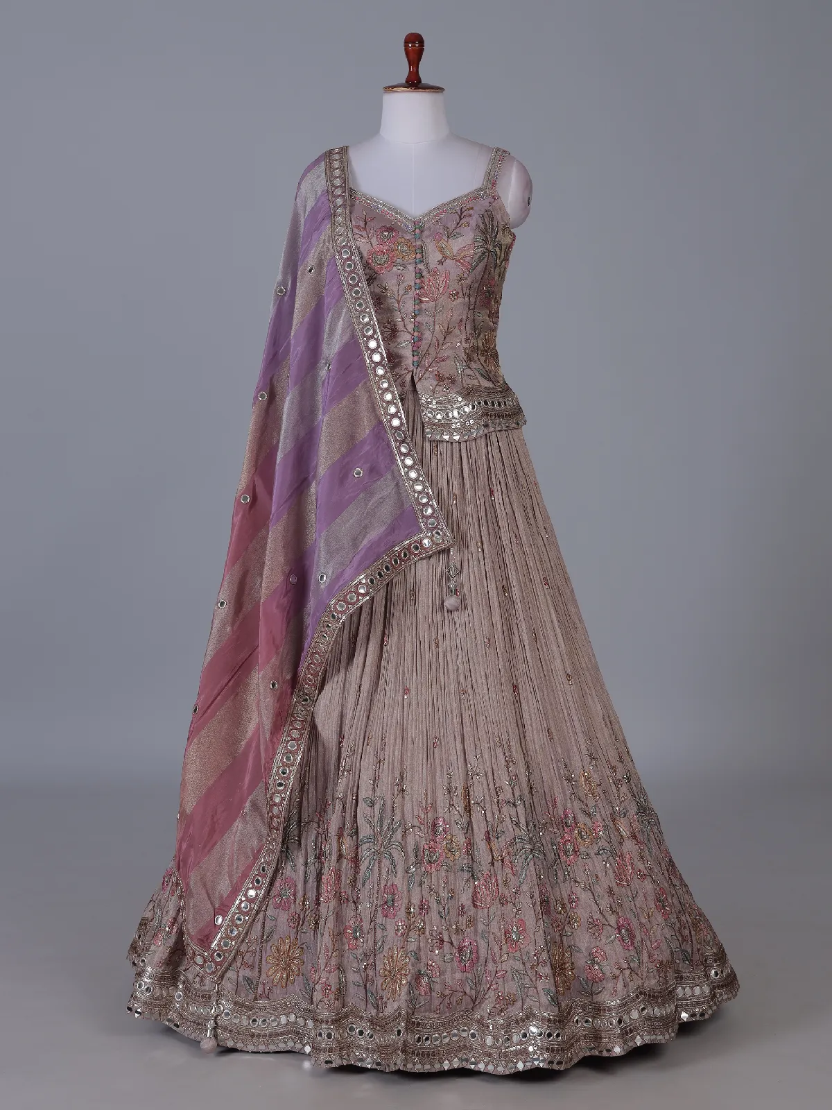 light purple peplum dress Light Purple Floral Peplum Lehenga Graceful Romance