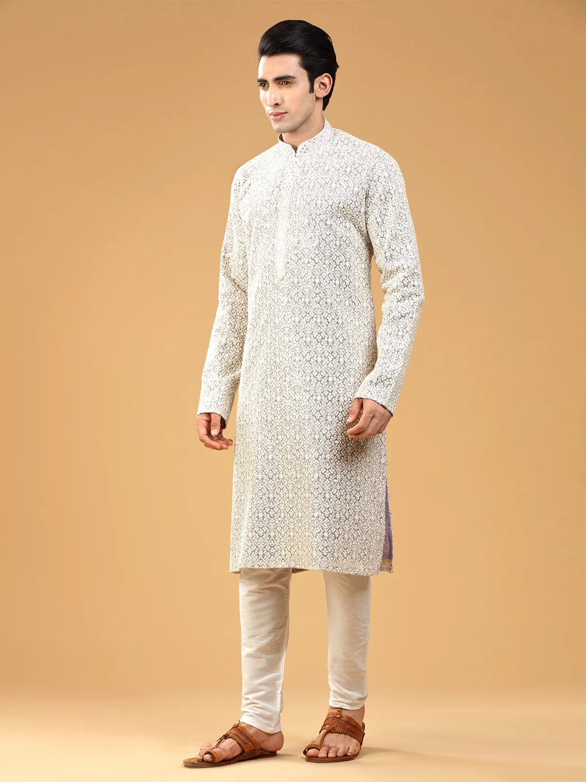 Light purple georgette  Men Kurta pajma for festive