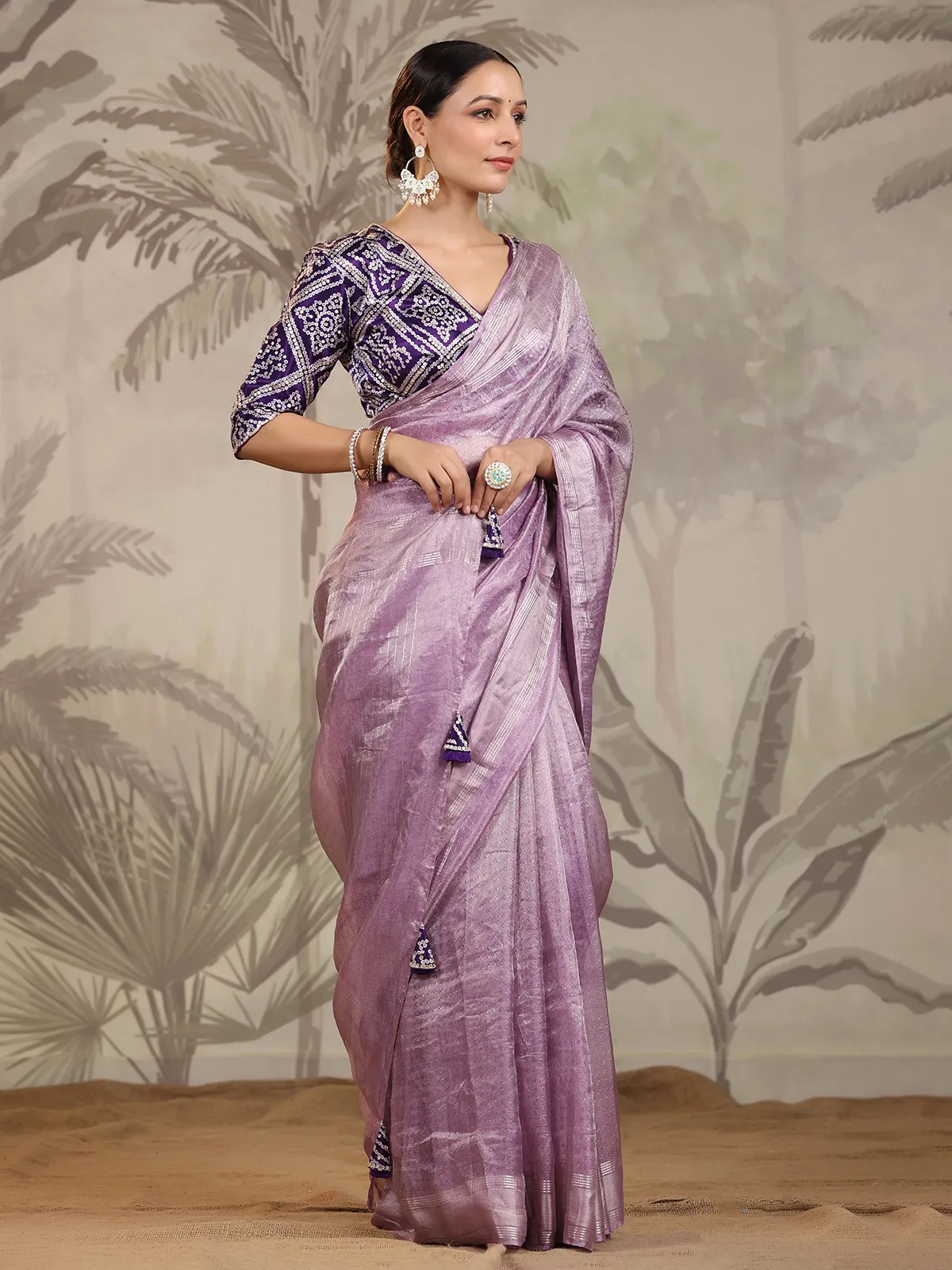 Light purple saree in organza