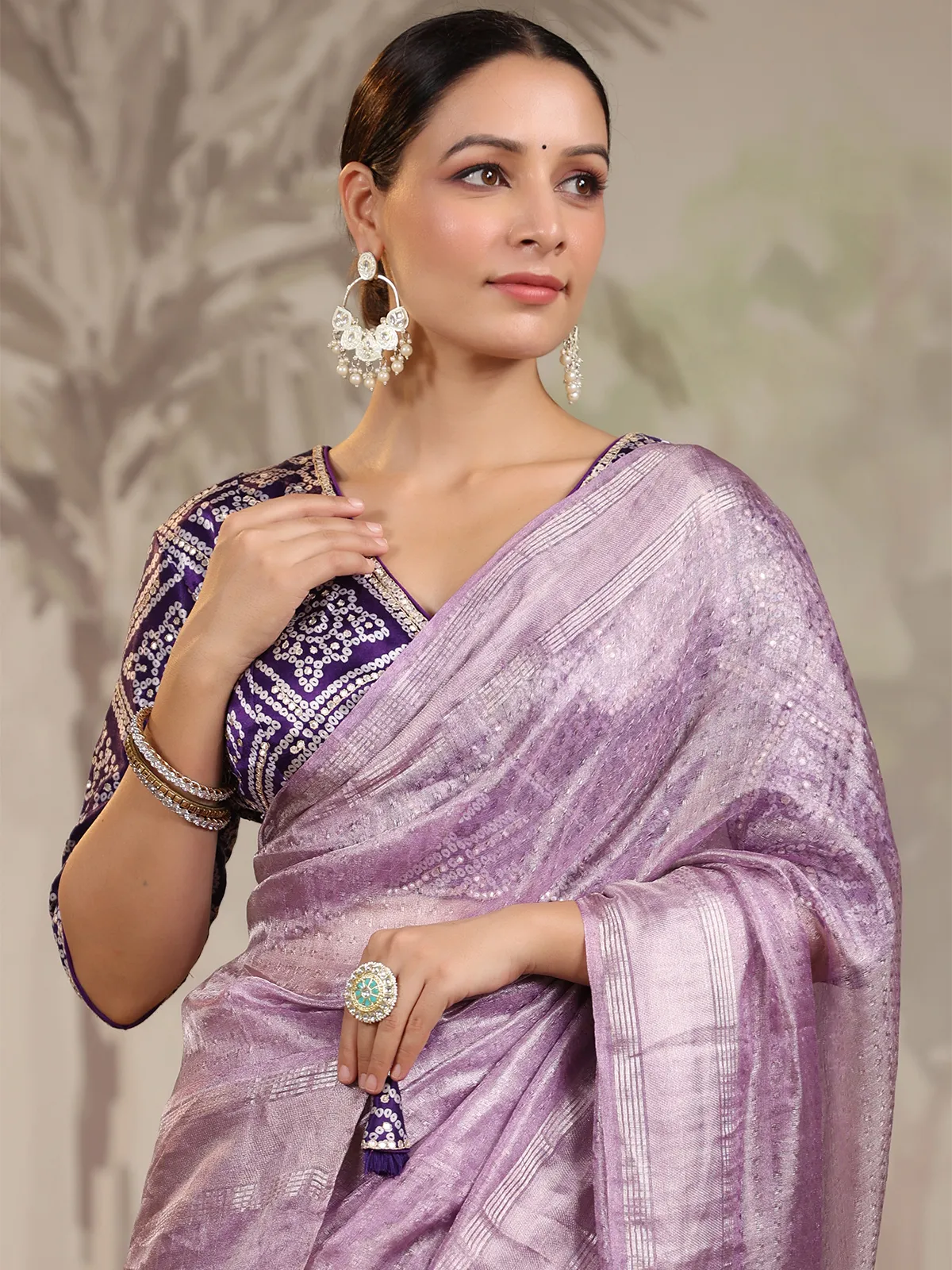 Light purple saree in organza