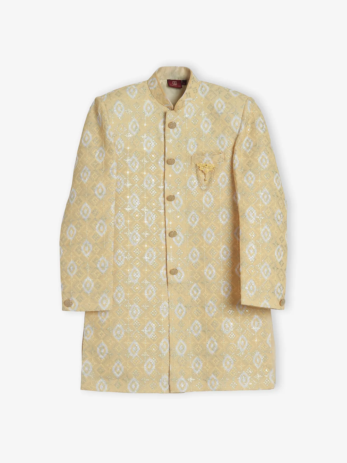 Light yellow printed indowestern