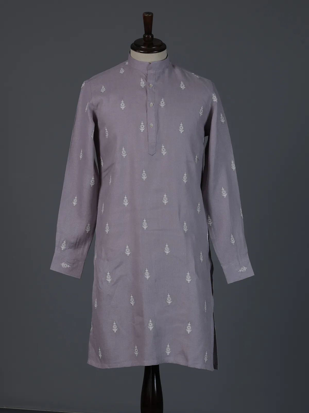 Lilac purple cotton thread work festive kurta