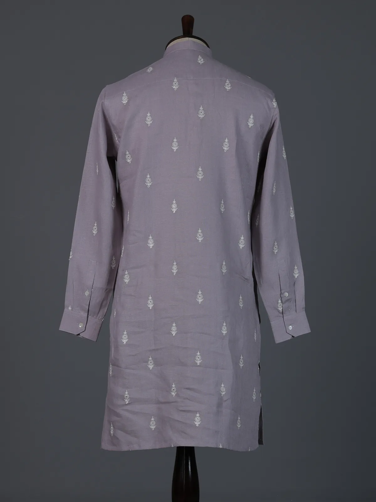 Lilac purple cotton thread work festive kurta
