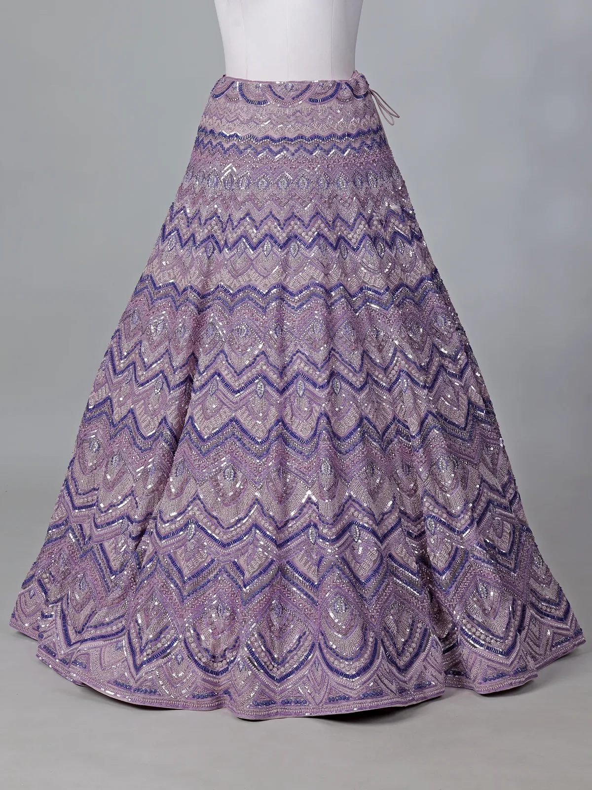 Lilac purple net designer lehenga choli for reception
