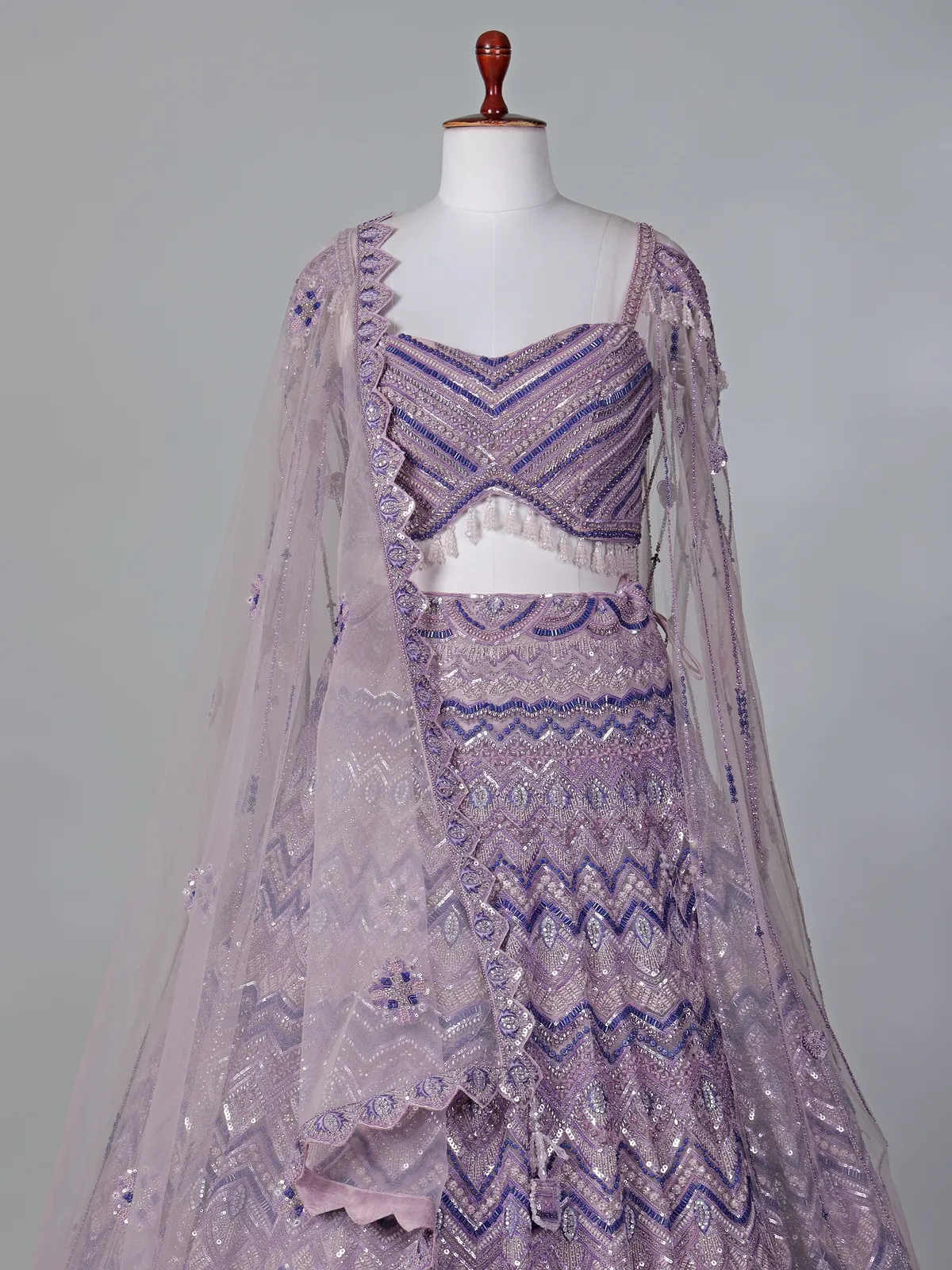 Lilac purple net designer lehenga choli for reception