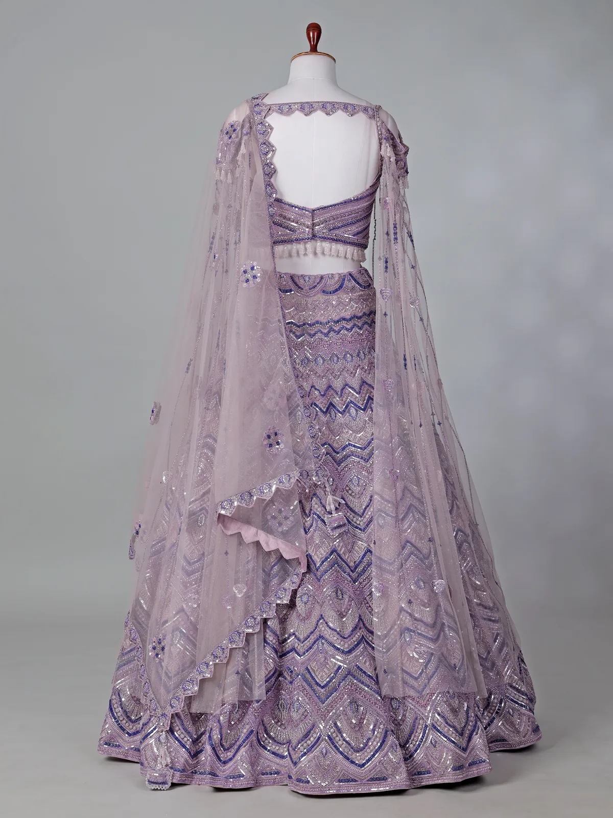 Lilac purple net designer lehenga choli for reception
