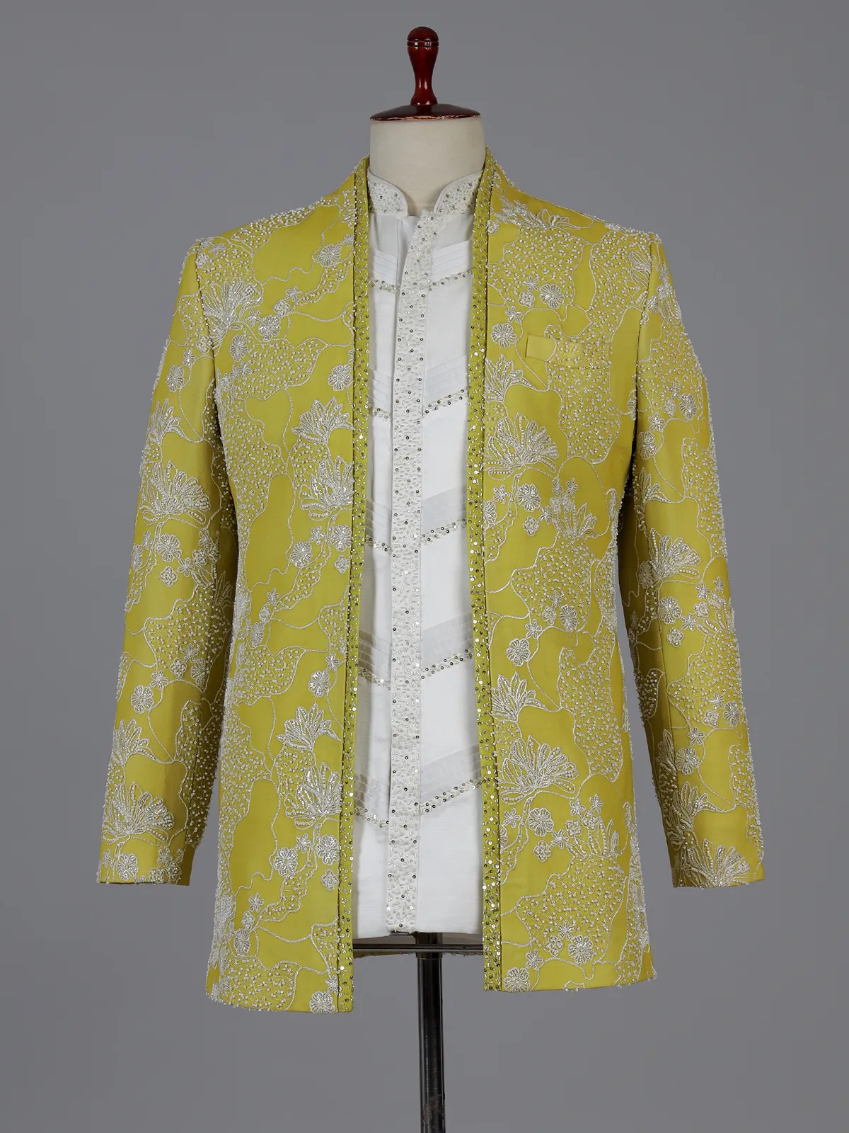 Lime yellow festive Indo western outfit