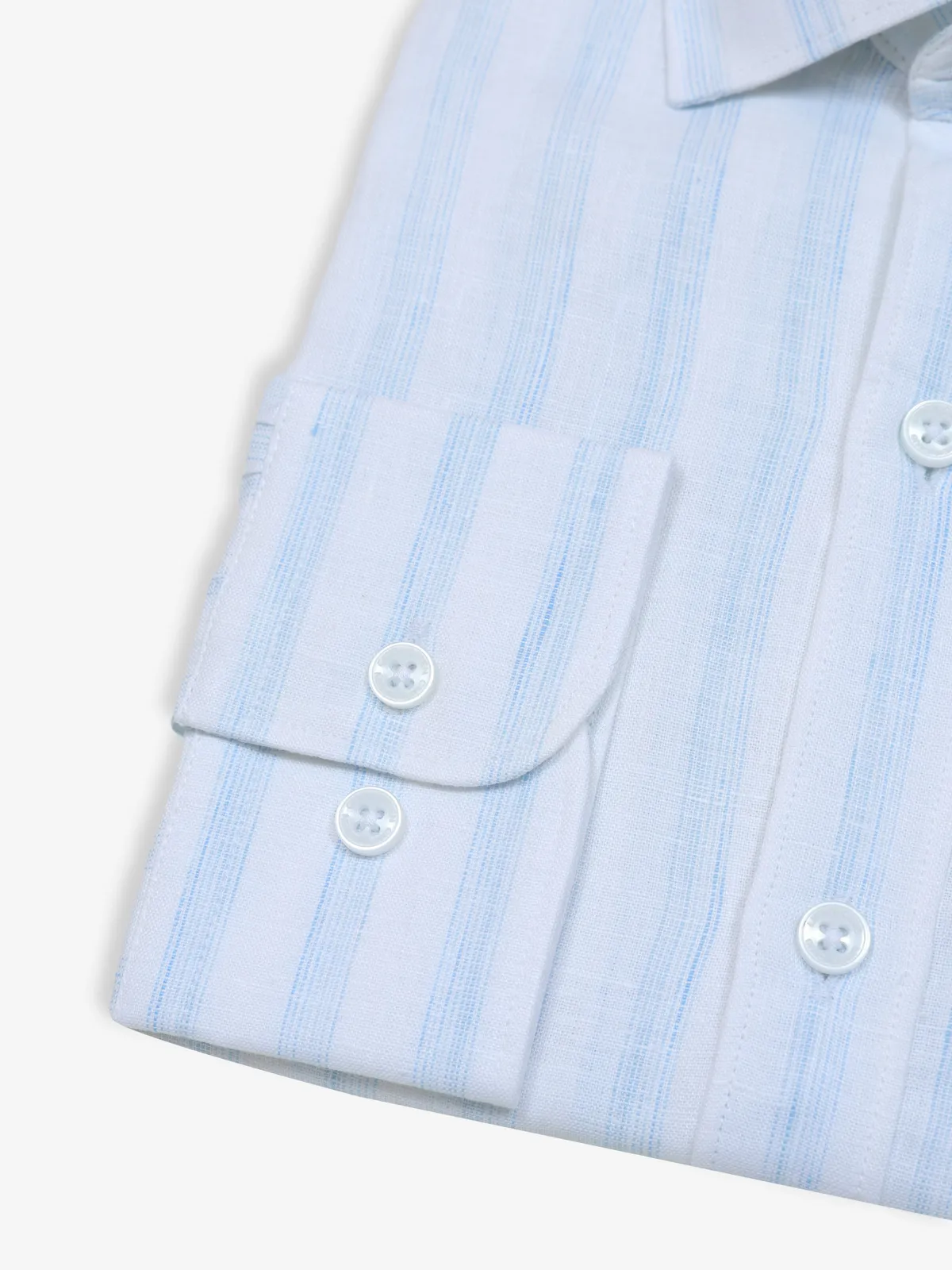 LINEN CLUB sky blue stripe shirt