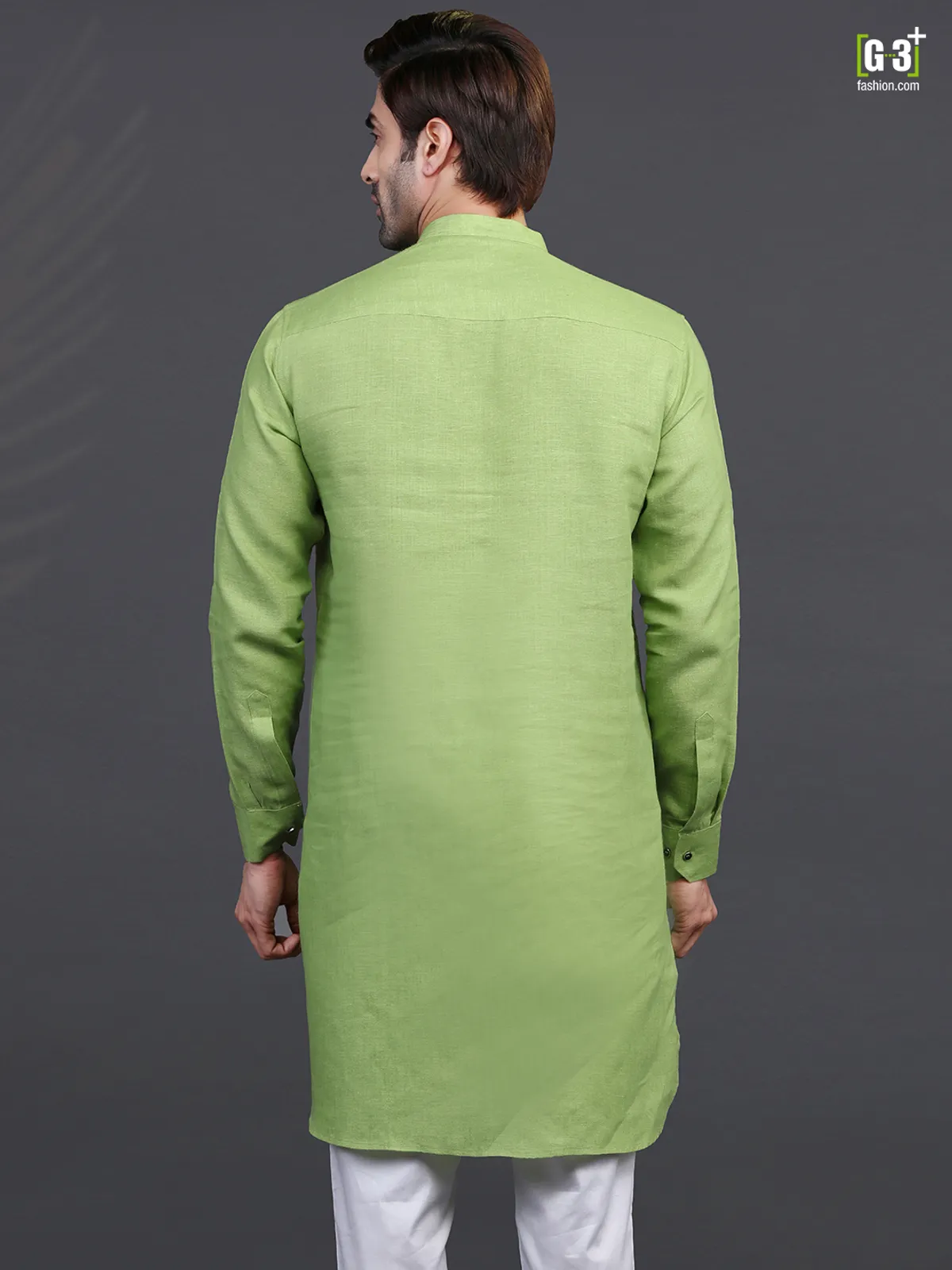 Linen green only kurta for festive