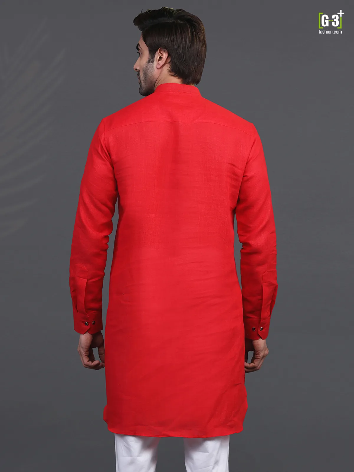 Linen red kurta for mens