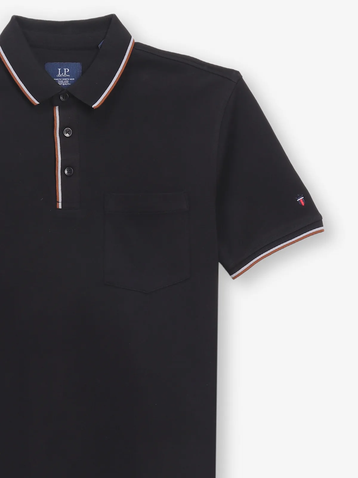 LOUIS PHILIPPE black plain t-shirt in cotton