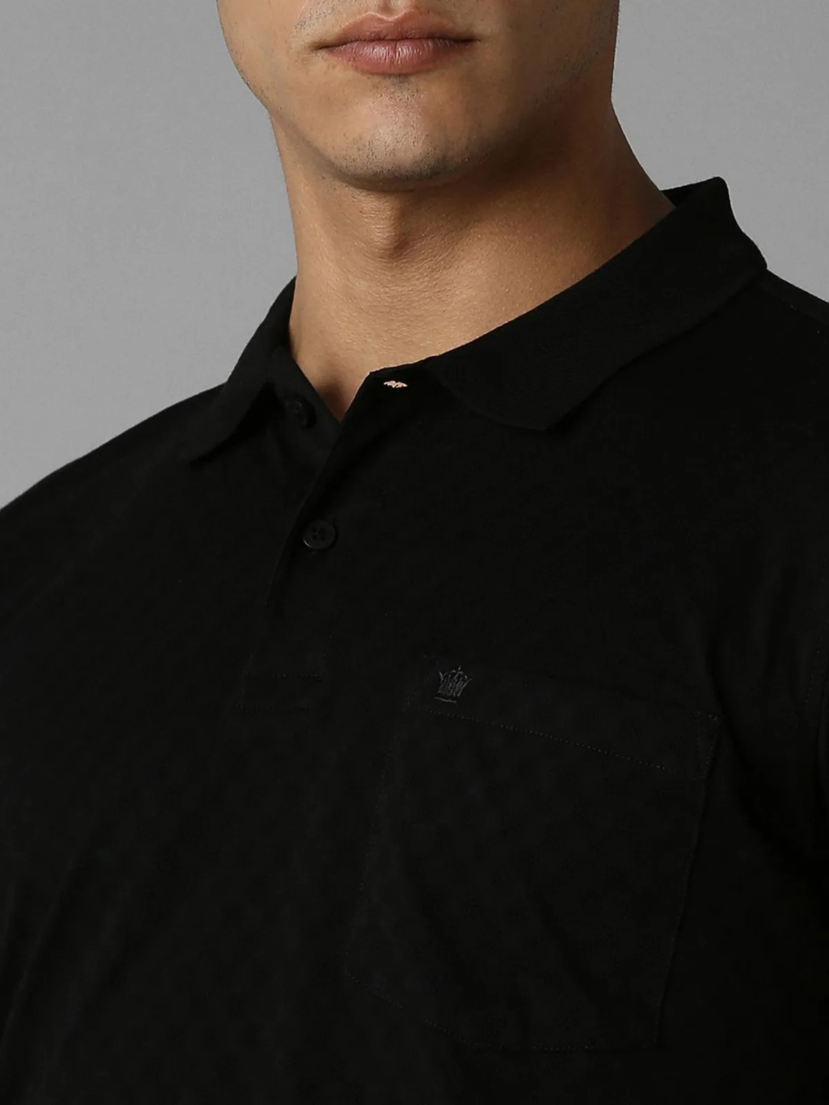 LOUIS PHILIPPE black printed cotton polo t-shirt