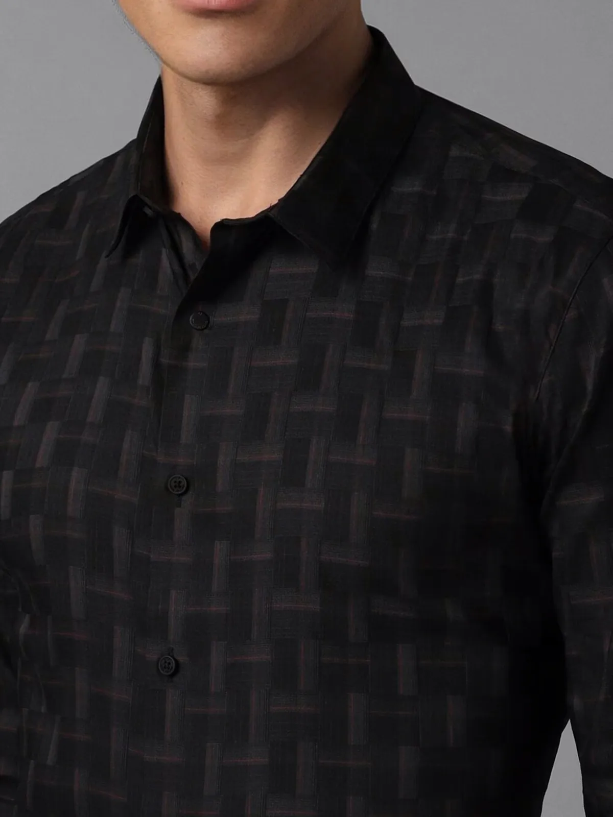 LOUIS PHILIPPE black printed cotton shirt