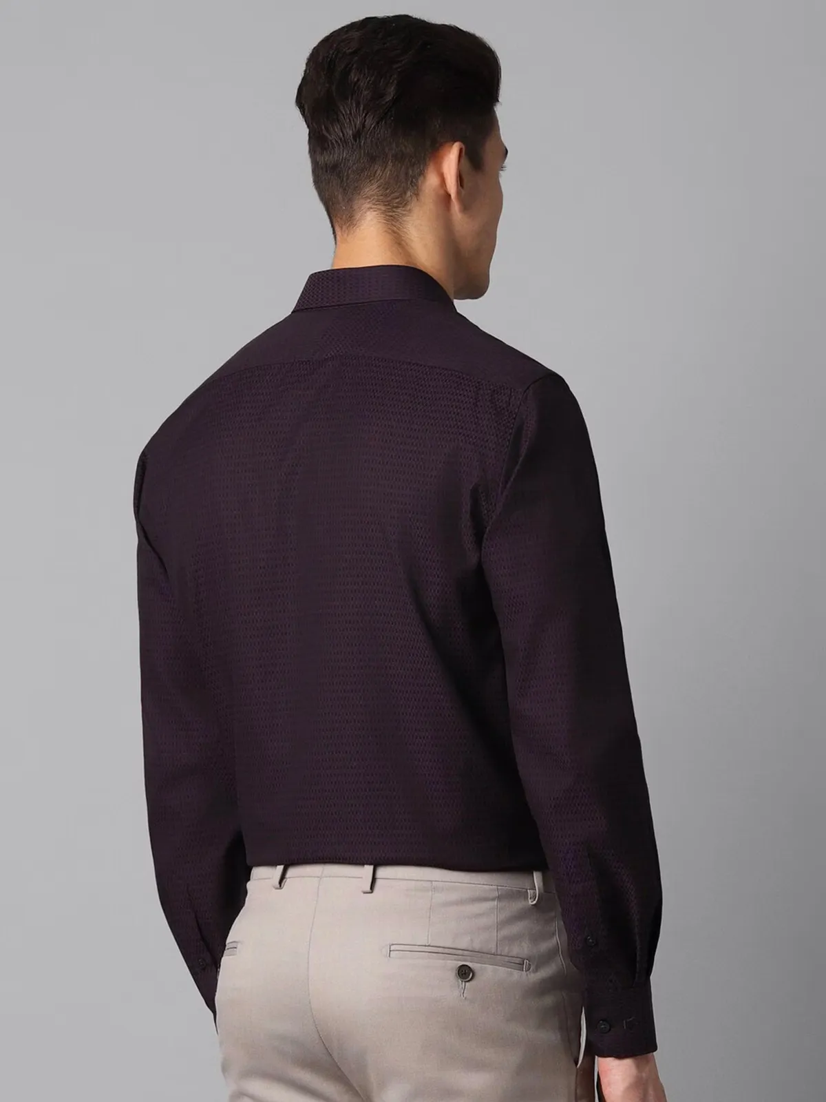 LOUIS PHILIPPE dark purple texture cotton shirt