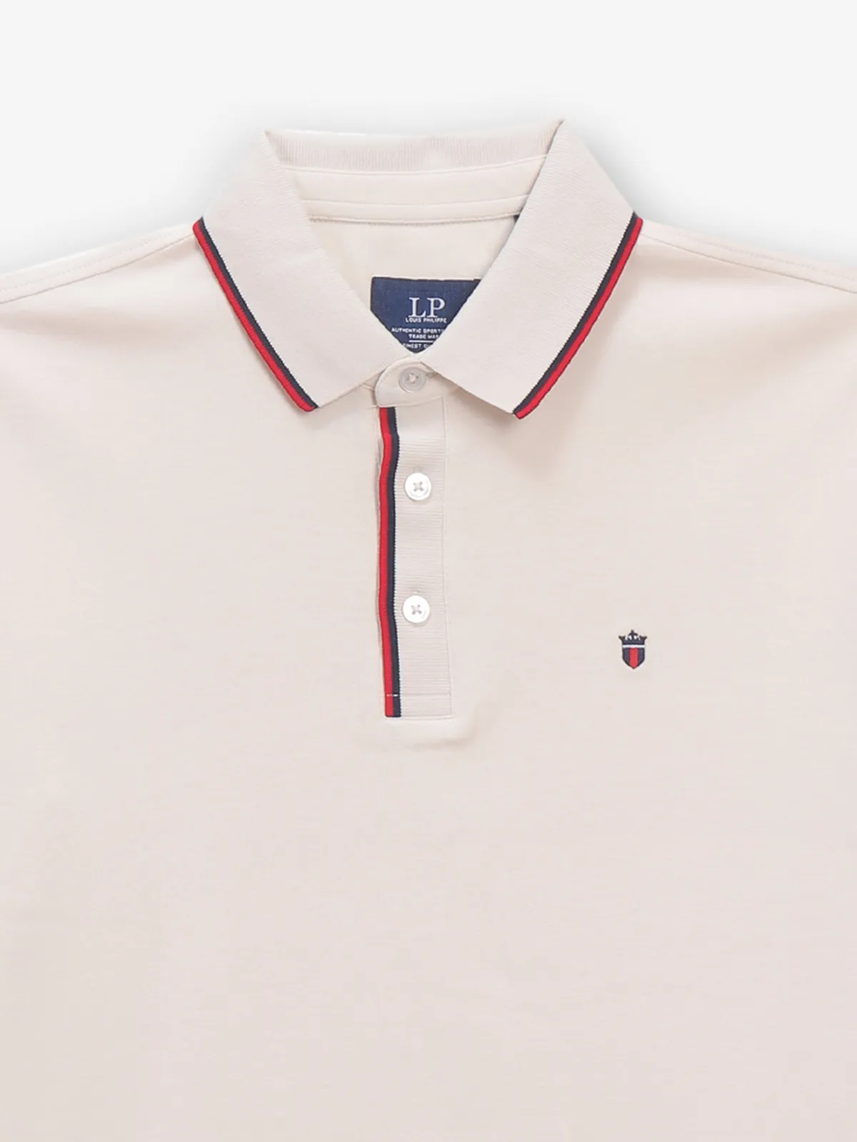 LOUIS PHILIPPE light beige plain cotton t-shirt
