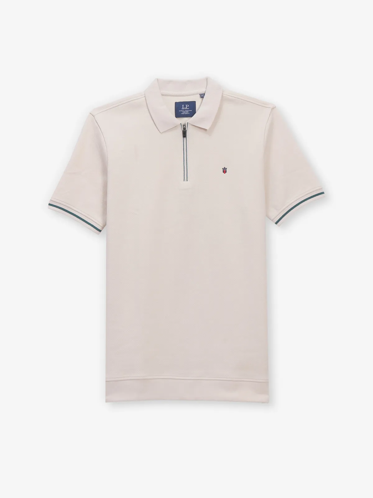 LOUIS PHILIPPE plain beige cotton t-shirt