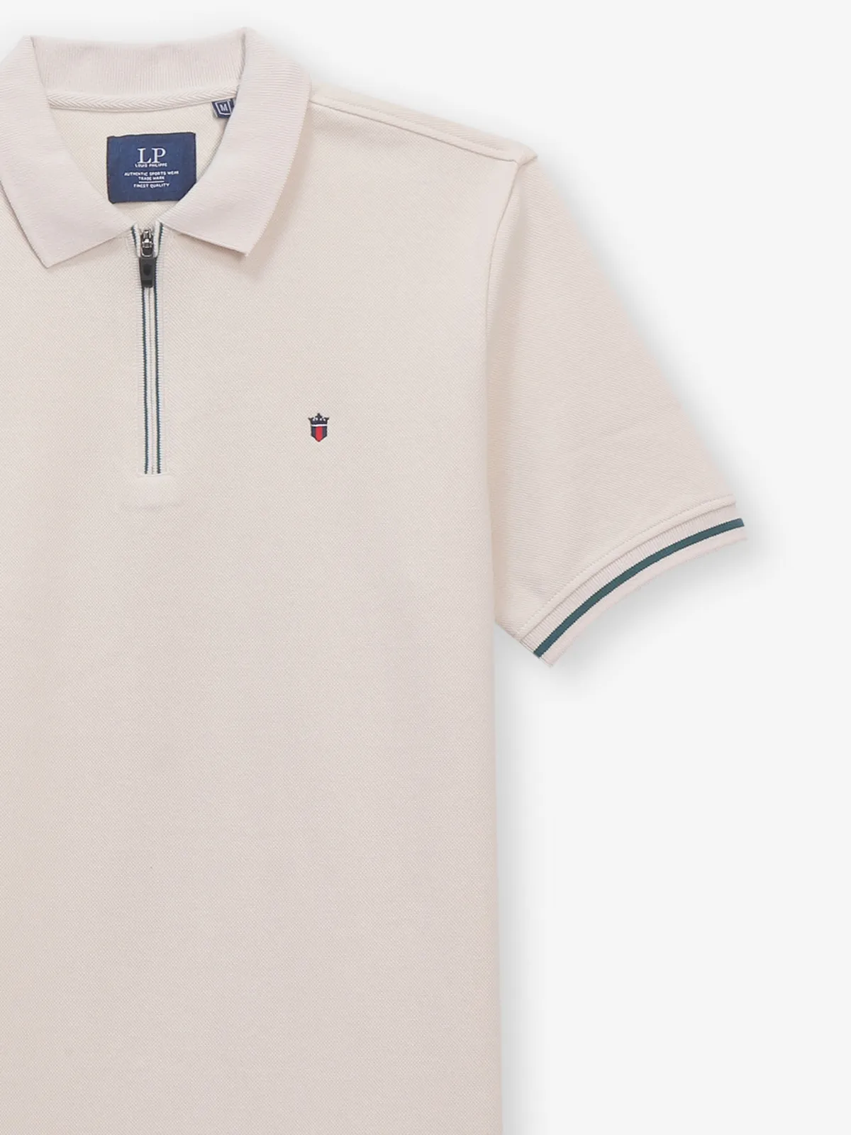 LOUIS PHILIPPE plain beige cotton t-shirt