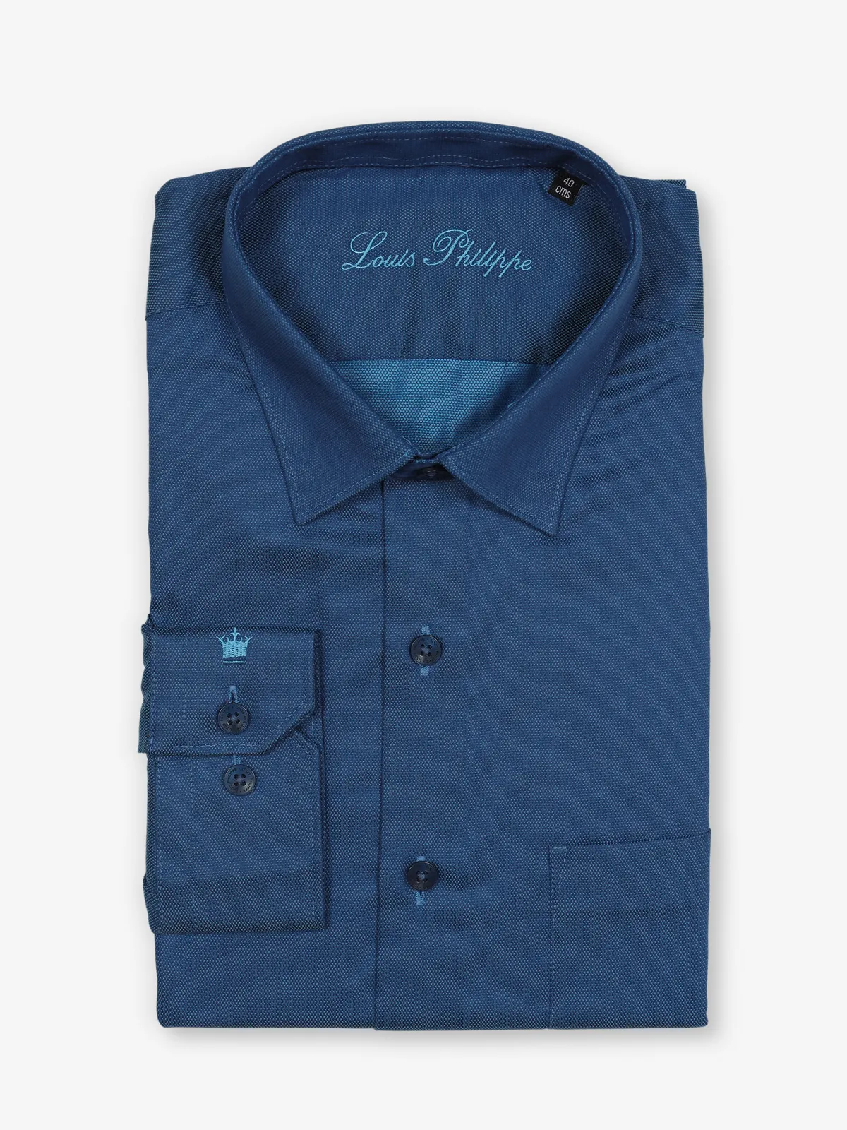 LOUIS PHILIPPE plain blue cotton shirt