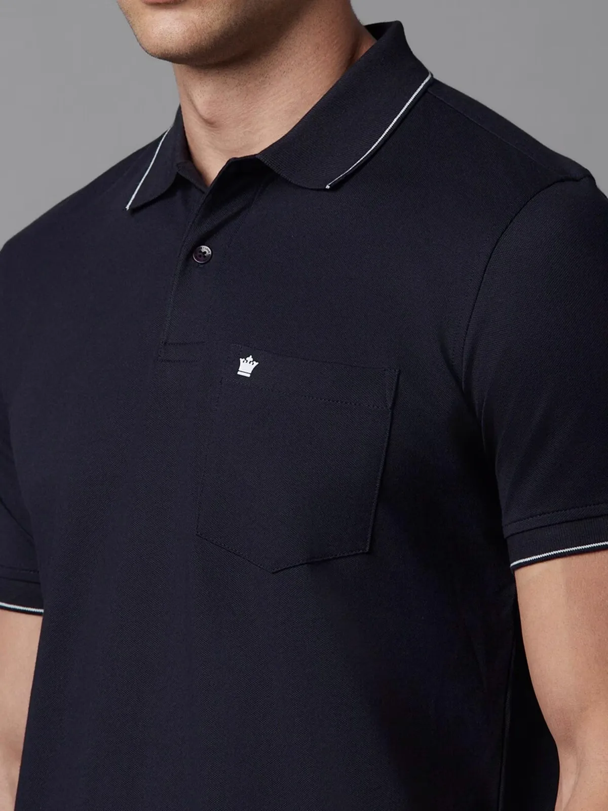 LOUIS PHILIPPE plain navy cotton t-shirt