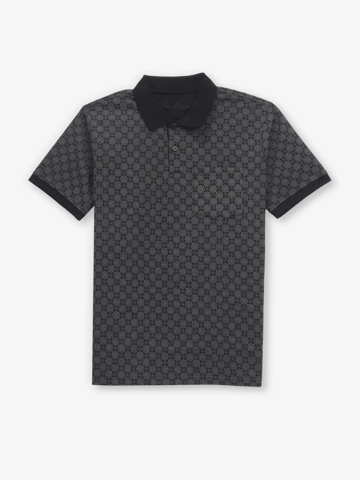 LOUIS PHILIPPE printed black cotton t-shirt