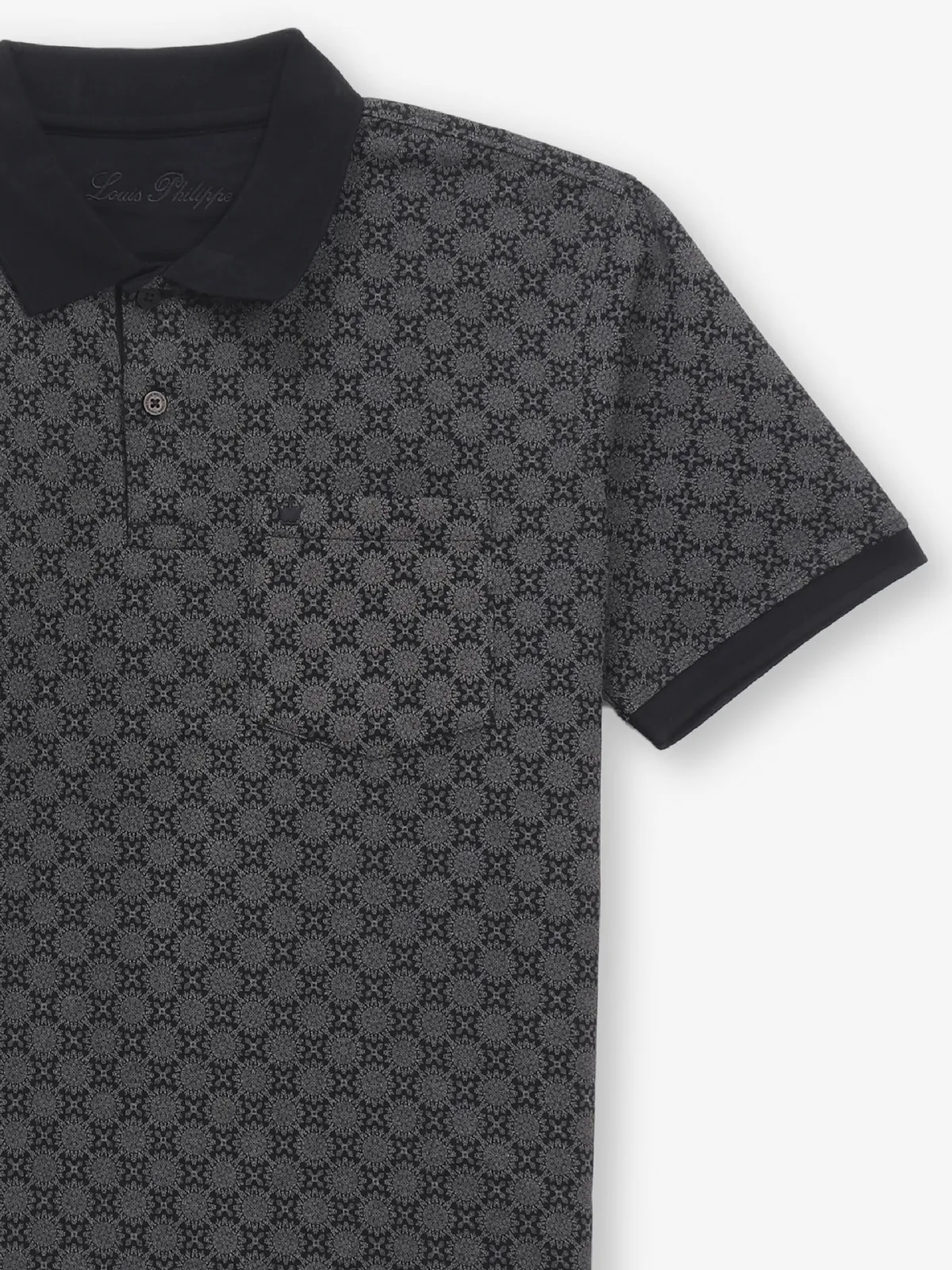 LOUIS PHILIPPE printed black cotton t-shirt