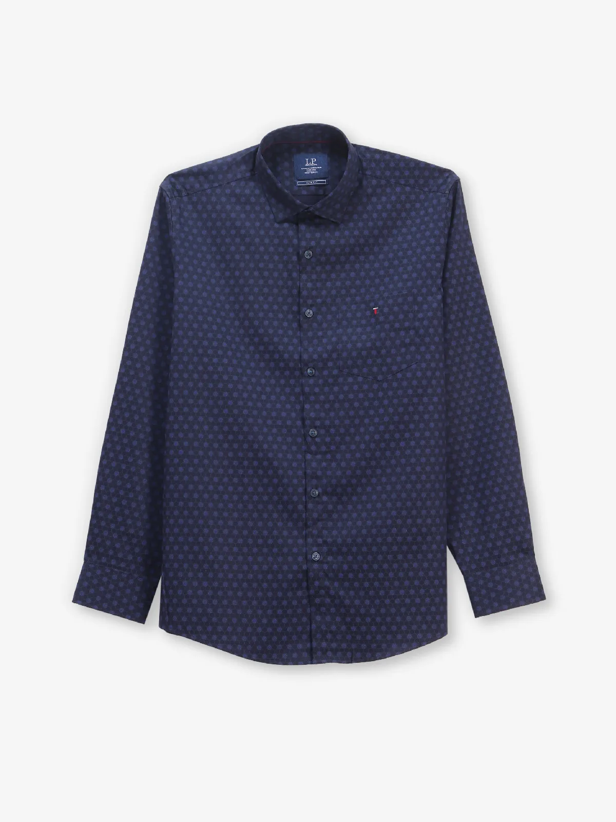 LOUIS PHILIPPE printed dark blue cotton shirt