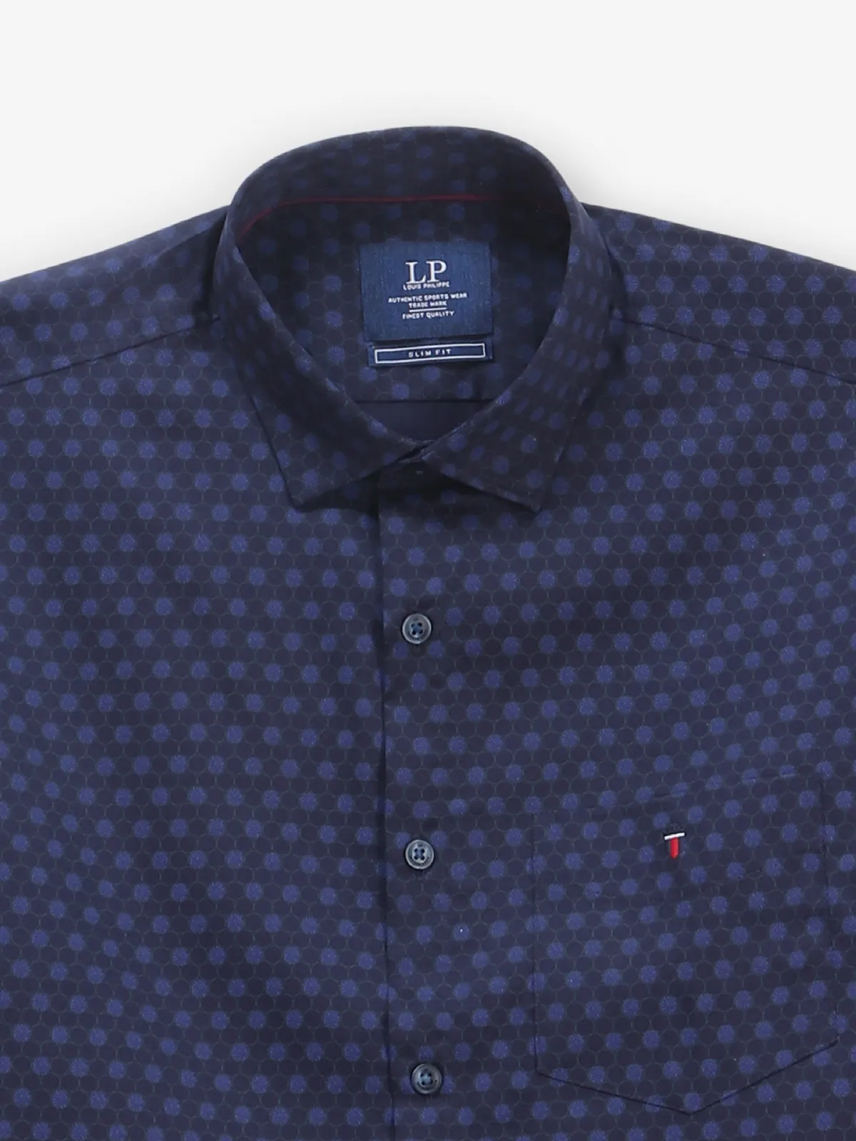 LOUIS PHILIPPE printed dark blue cotton shirt