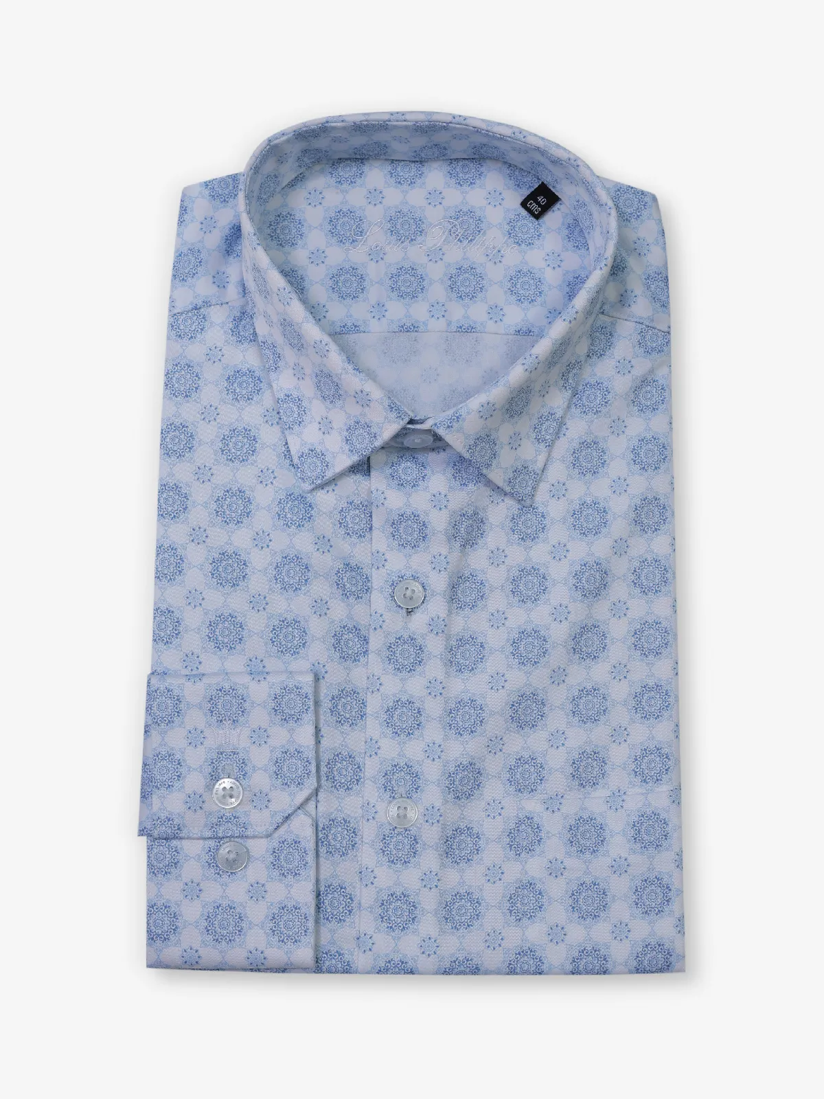 LOUIS PHILIPPE sky blue printed pattern formal shirt