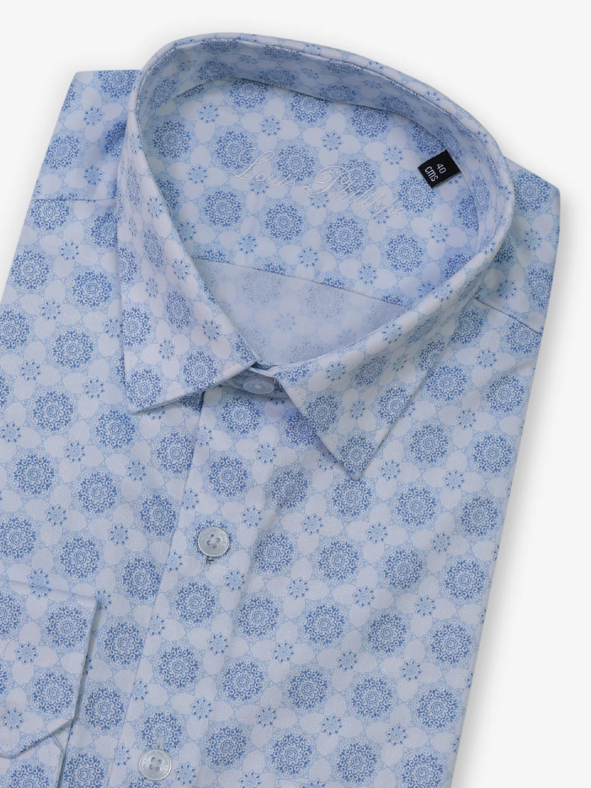 LOUIS PHILIPPE sky blue printed pattern formal shirt