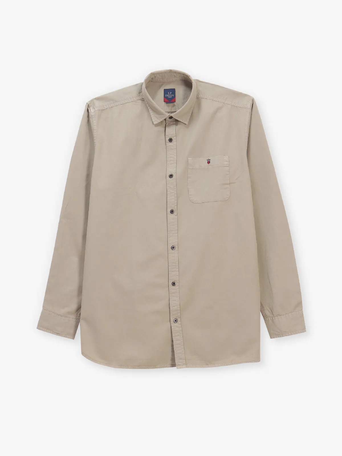 LOUIS PHILIPPE solid khakhi casual wear cotton shirt