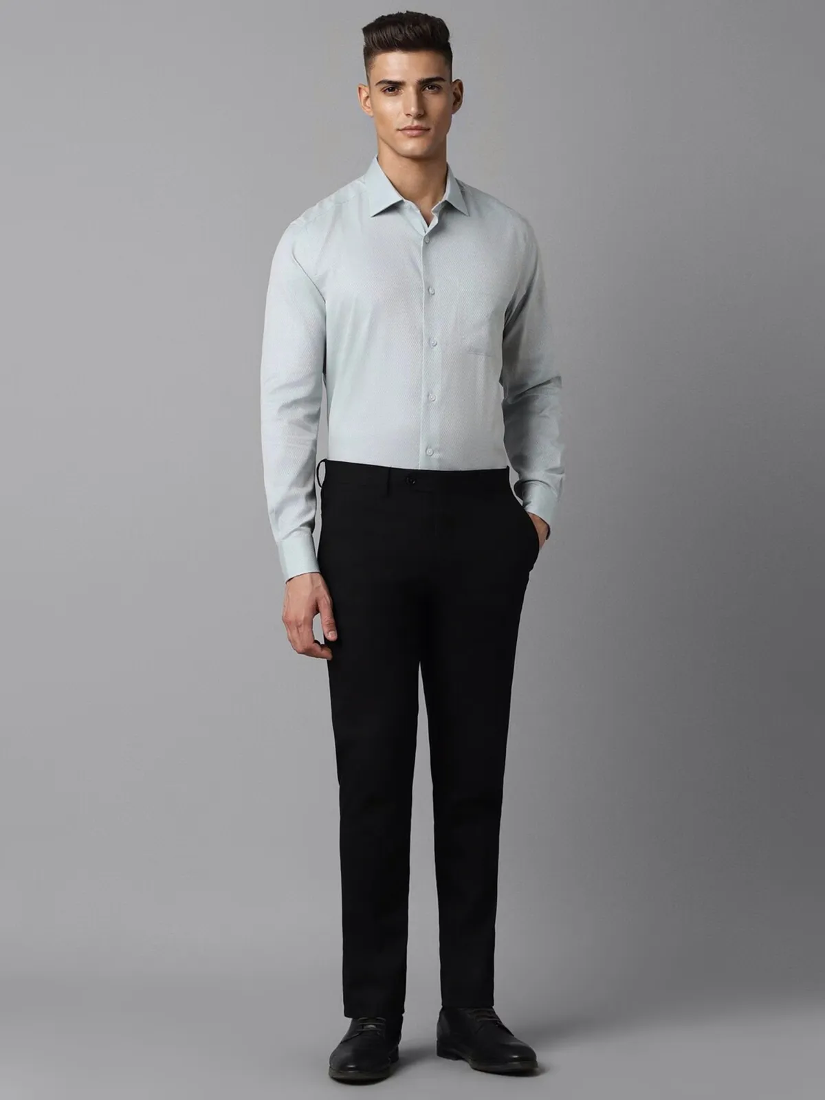 LOUIS PHILIPPE texture grey cotton shirt