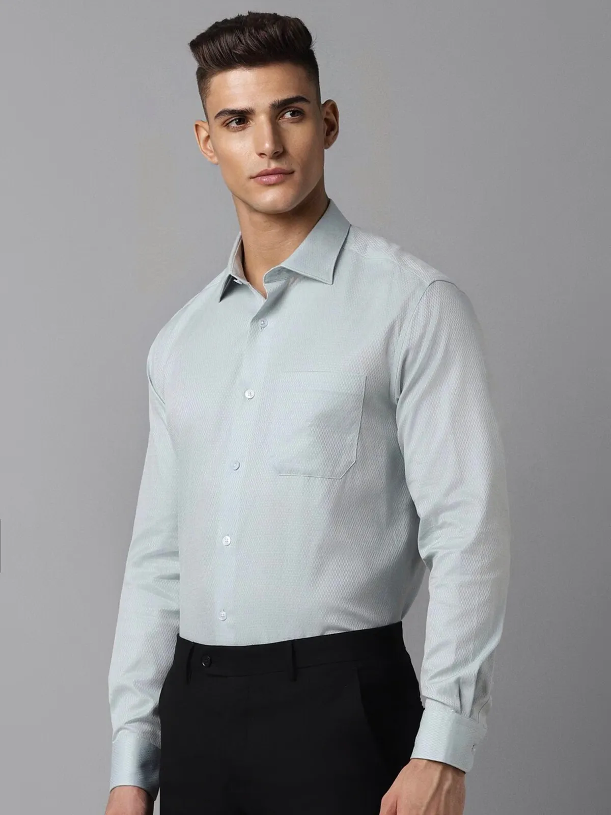 LOUIS PHILIPPE texture grey cotton shirt