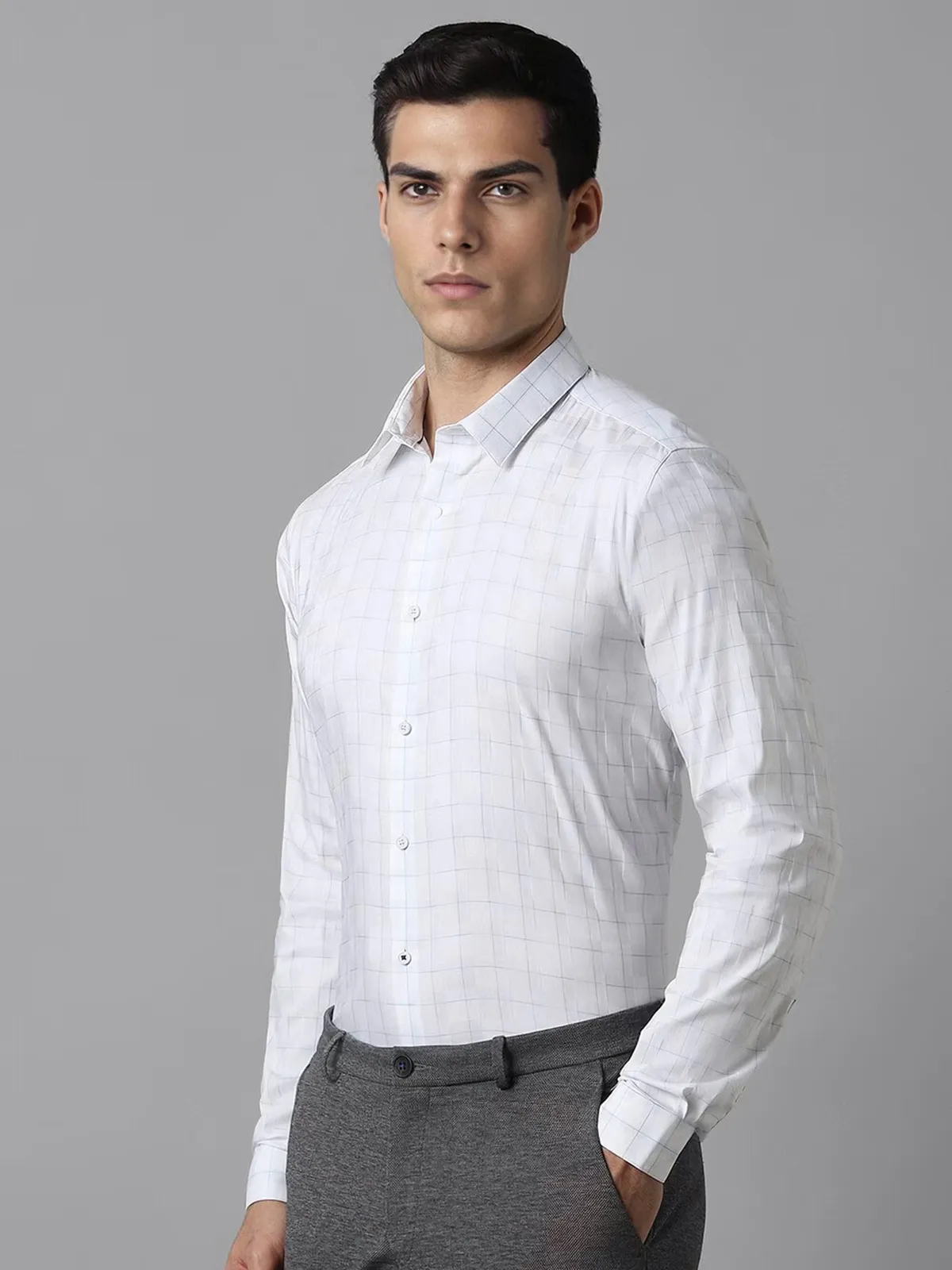 LOUIS PHILIPPE white checks cotton shirt