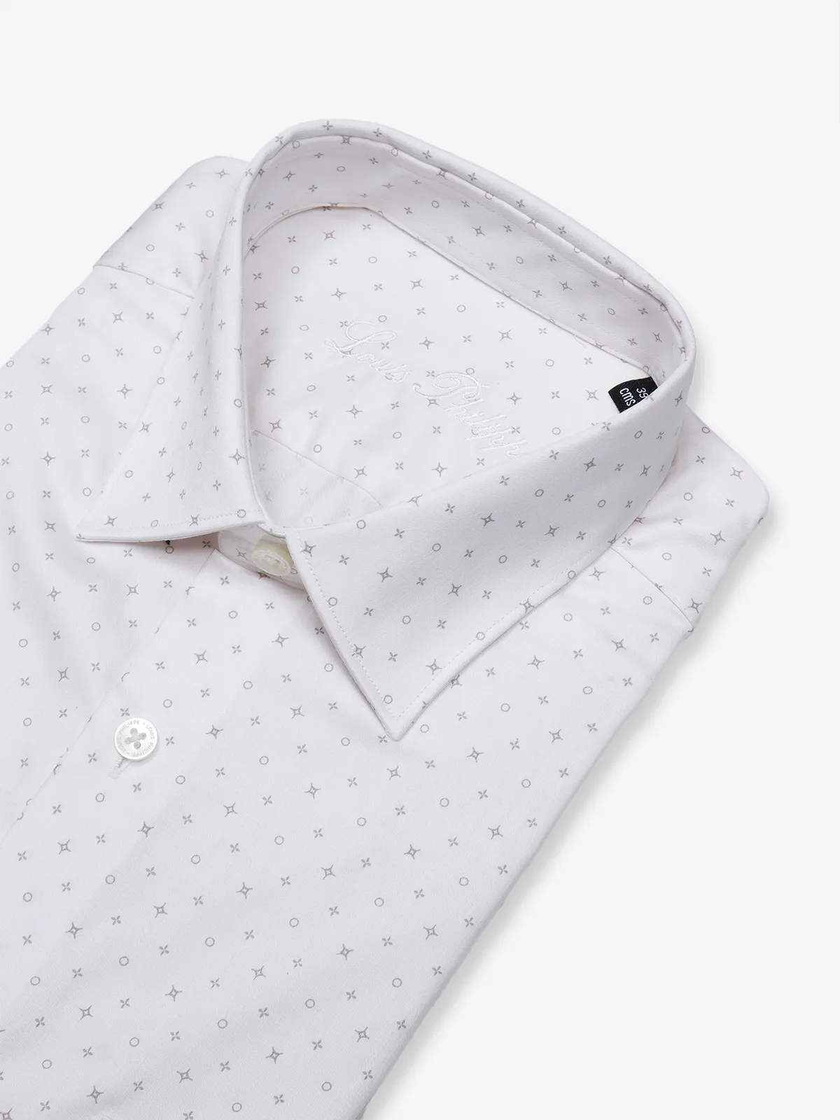 Louis Philippe white cotton printed shirt