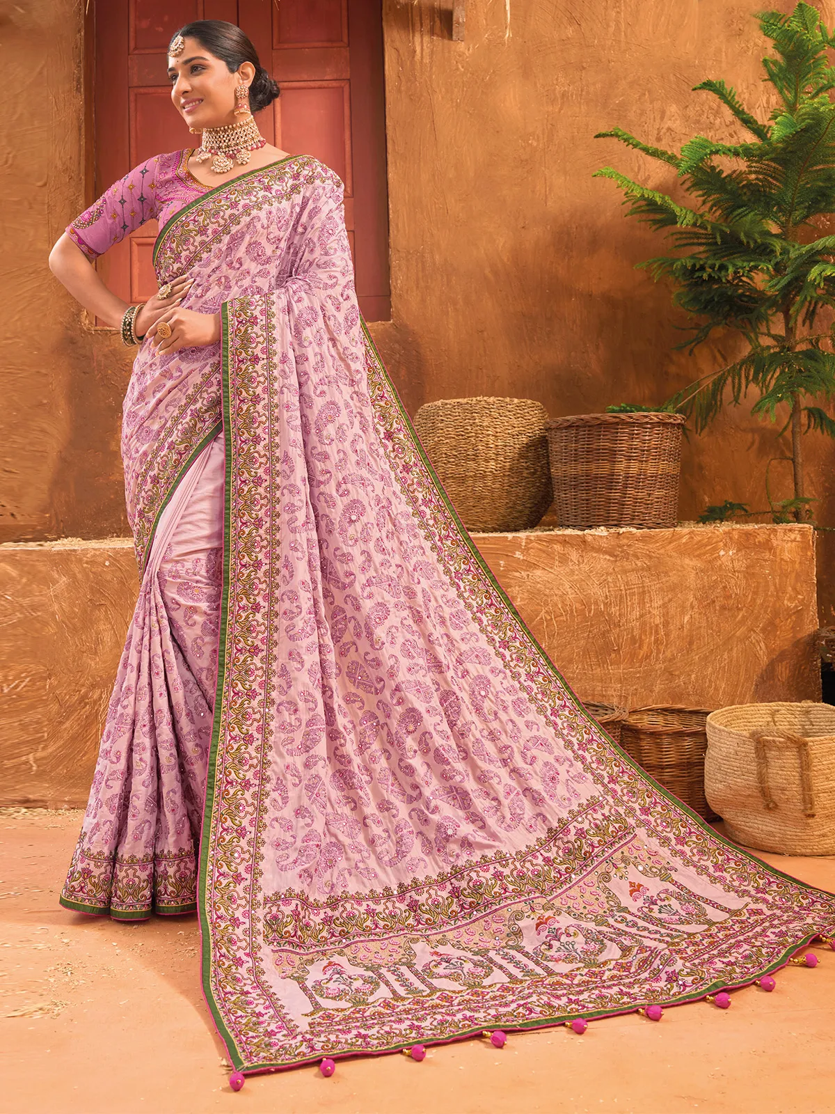 Lovely light purple banarasi silk saree