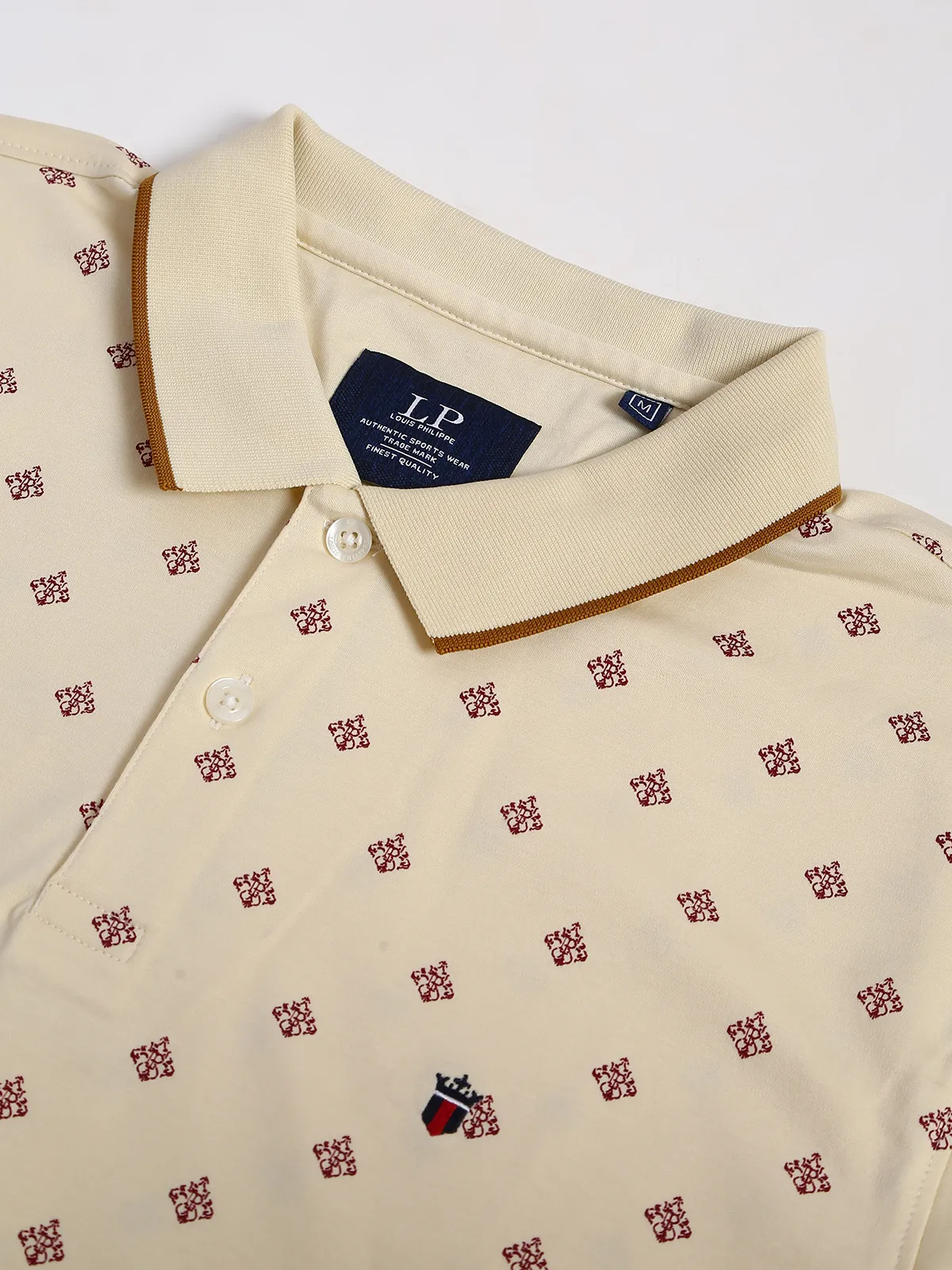 LP cream printed polo t shirt