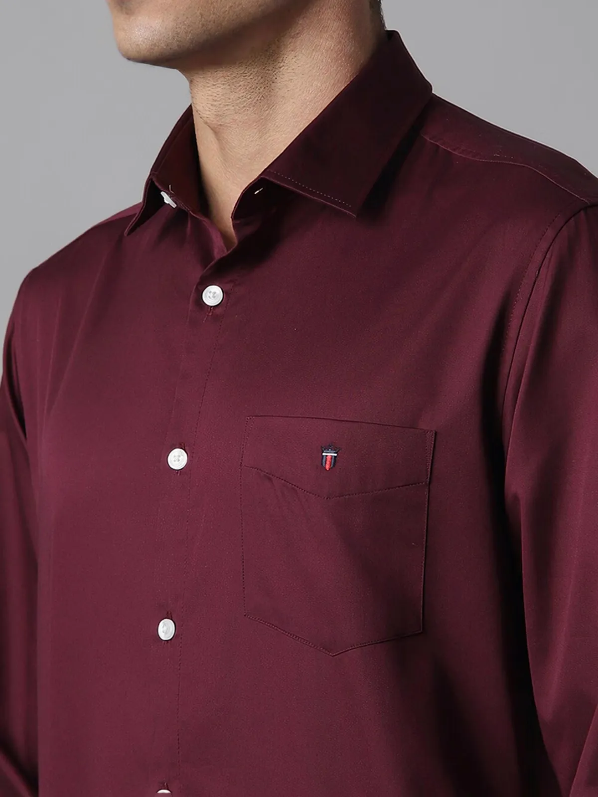 LP plain maroon cotton casual shirt