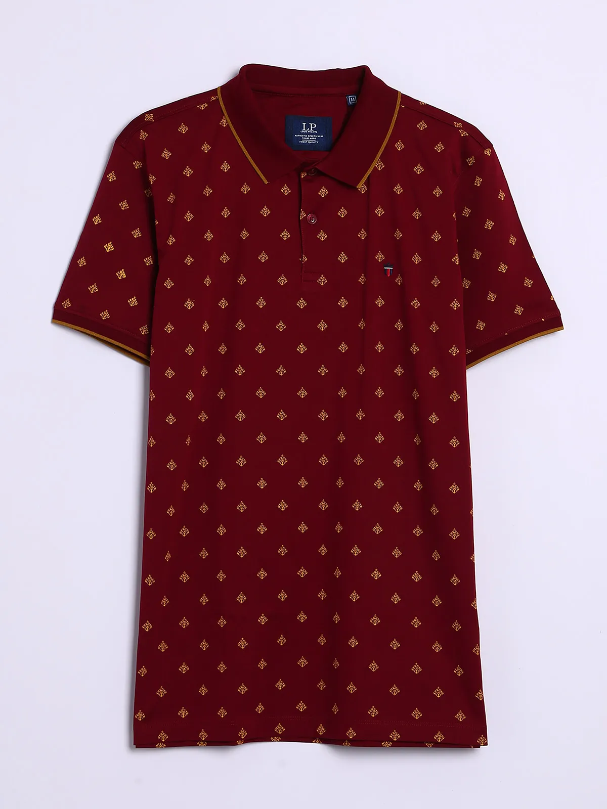 LP printed maroon cotton polo t shirt