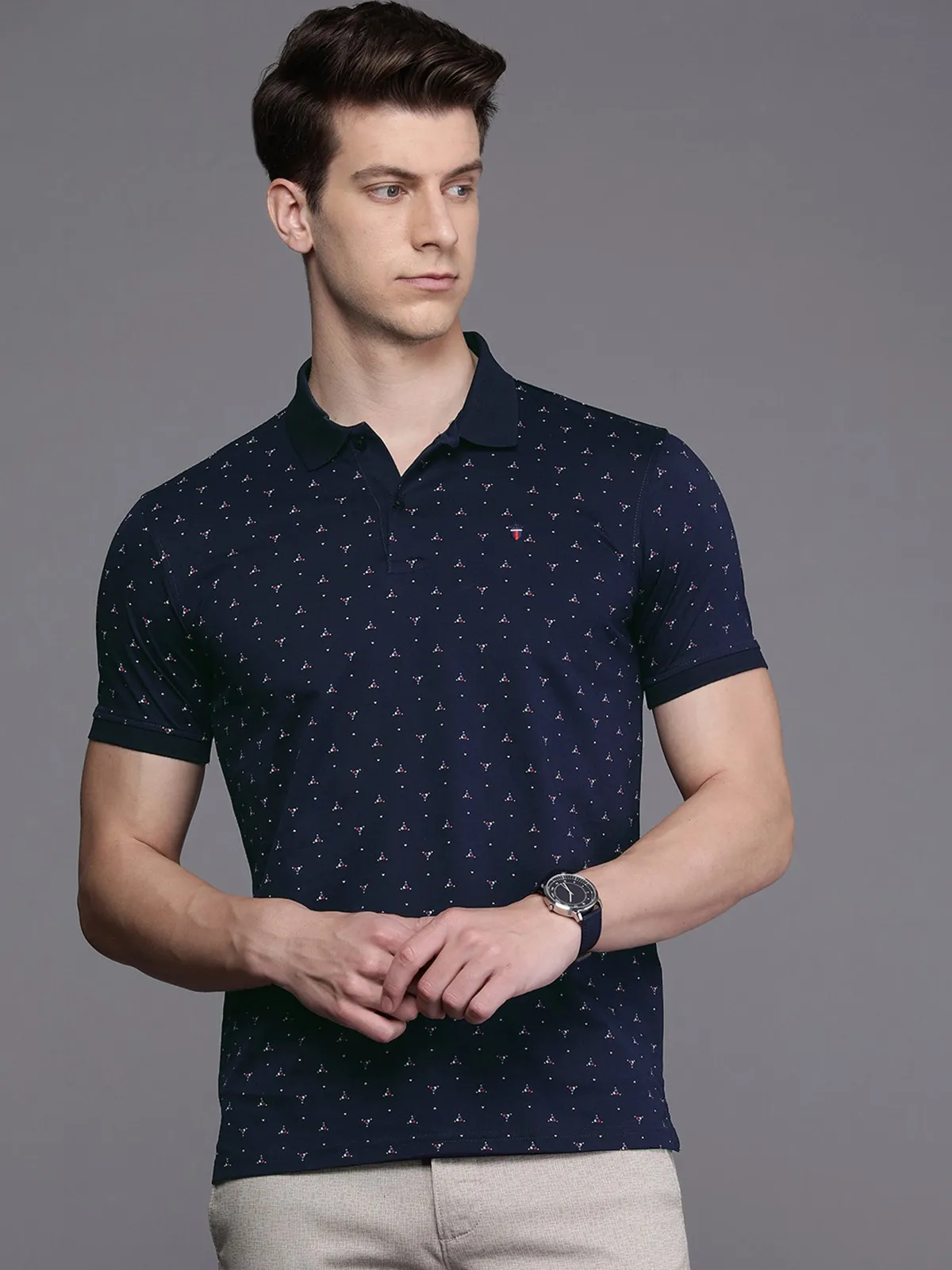 LP printed navy cotton t-shirt