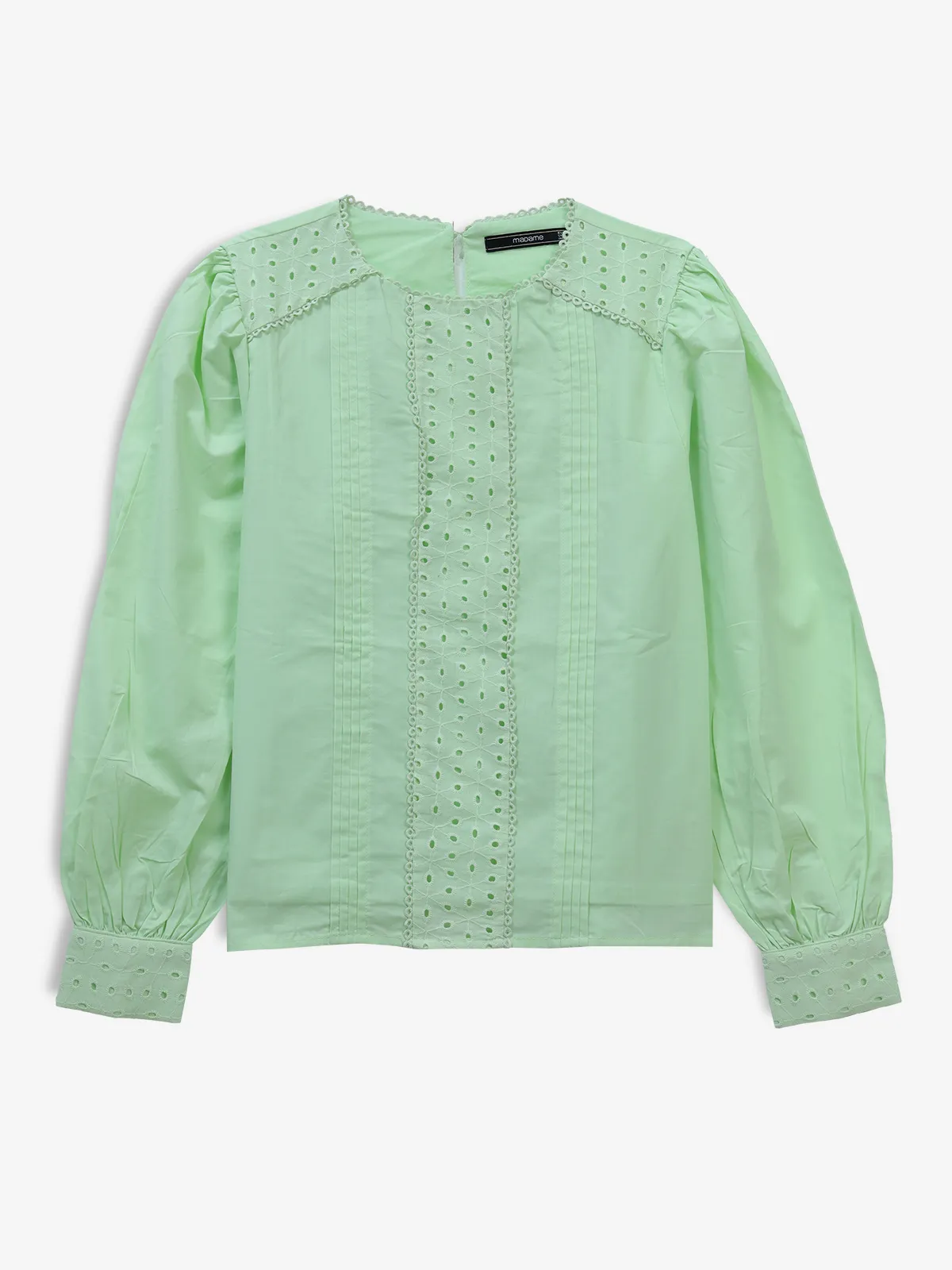 MADAME pista green schiffli top