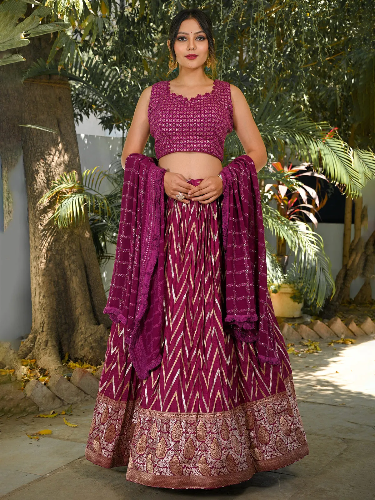 Magenta dola silk lehenga choli