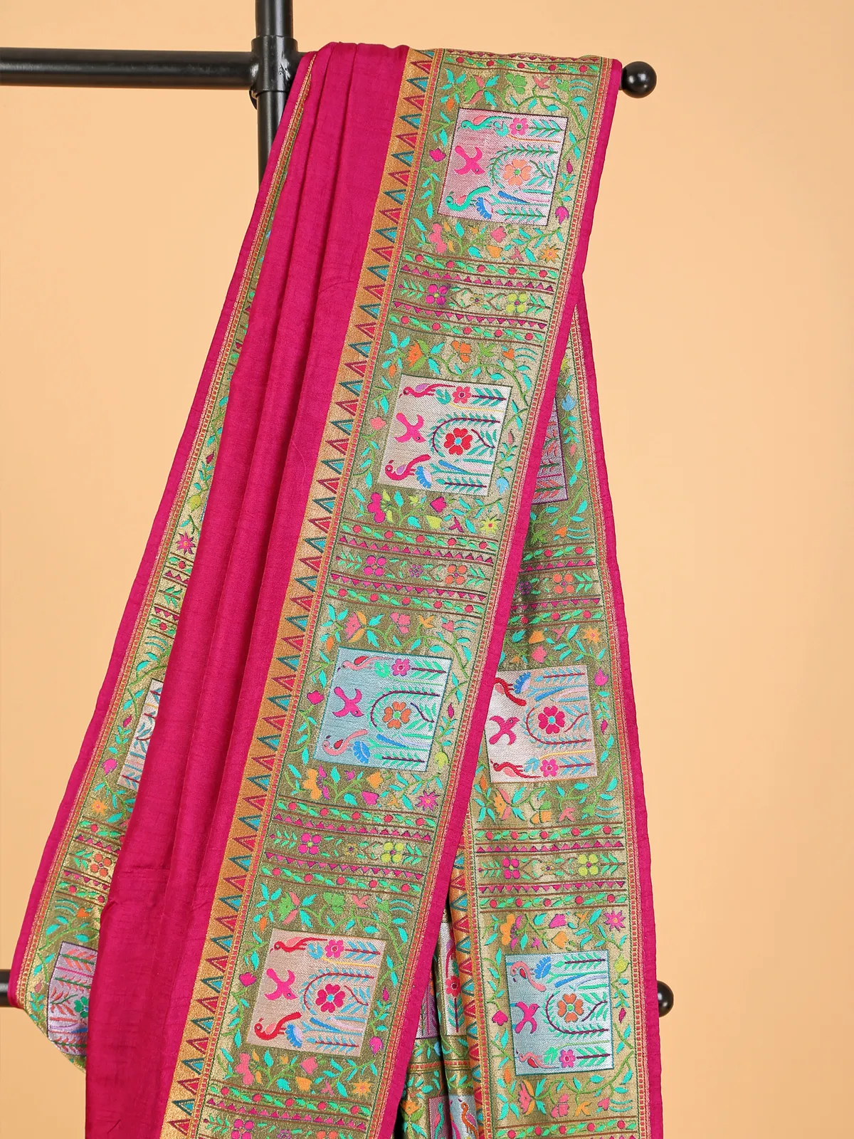 Magenta pashmina silk saree for wedding