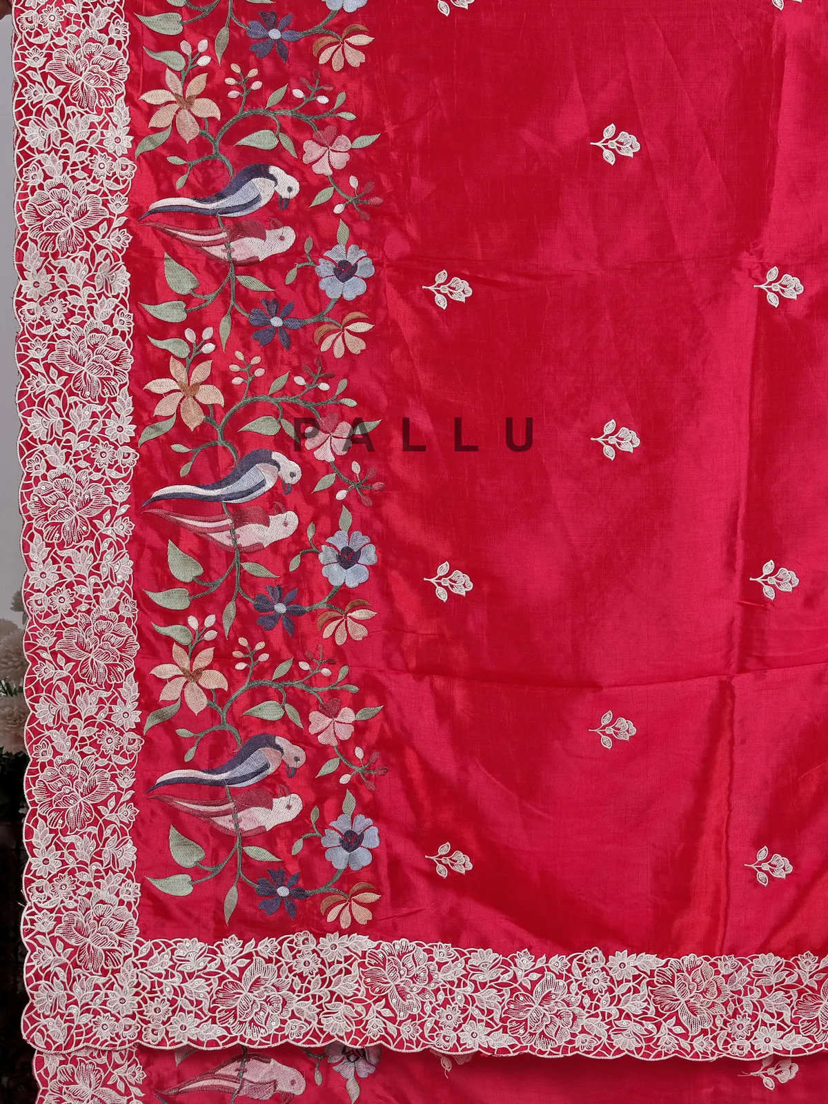 Magenta semi tusser silk saree with classic sequin and embroidery