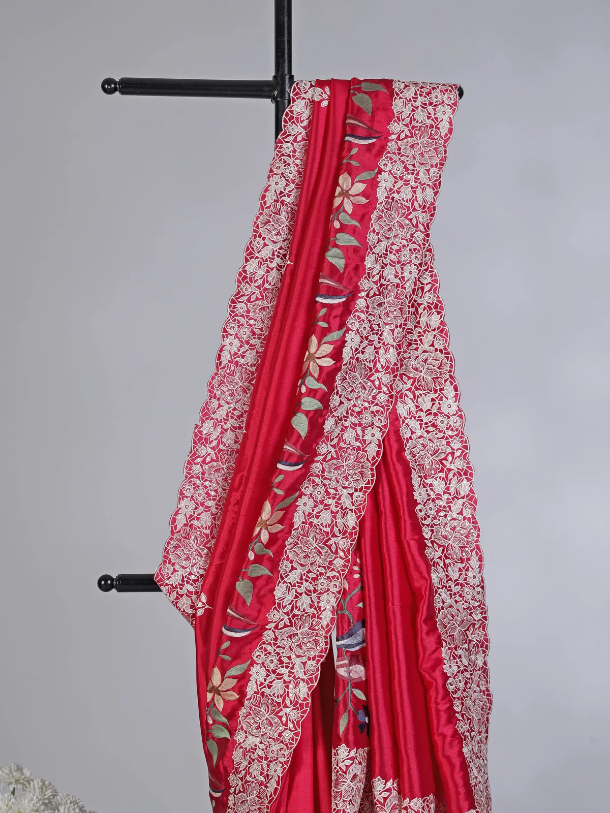 Magenta semi tusser silk saree with classic sequin and embroidery