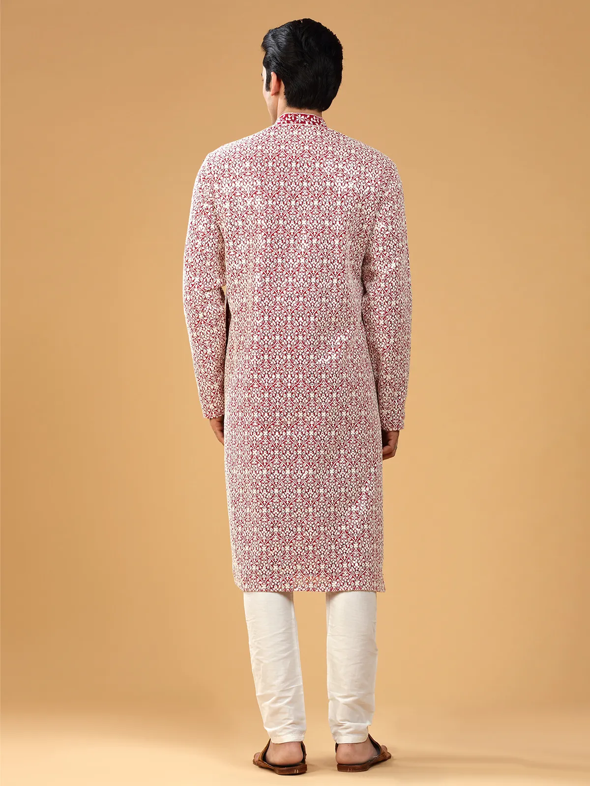 Maroon embroidery georgette kurta suit