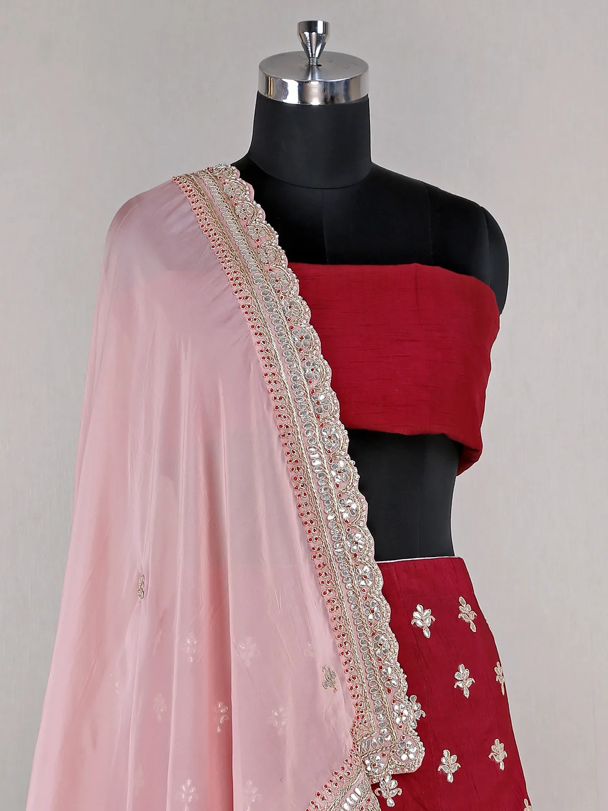 Maroon raw silk lehenga choli for wedding wear