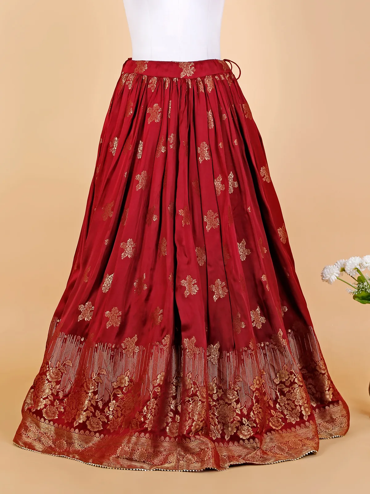 Marron silk lehenga choli with dupatta