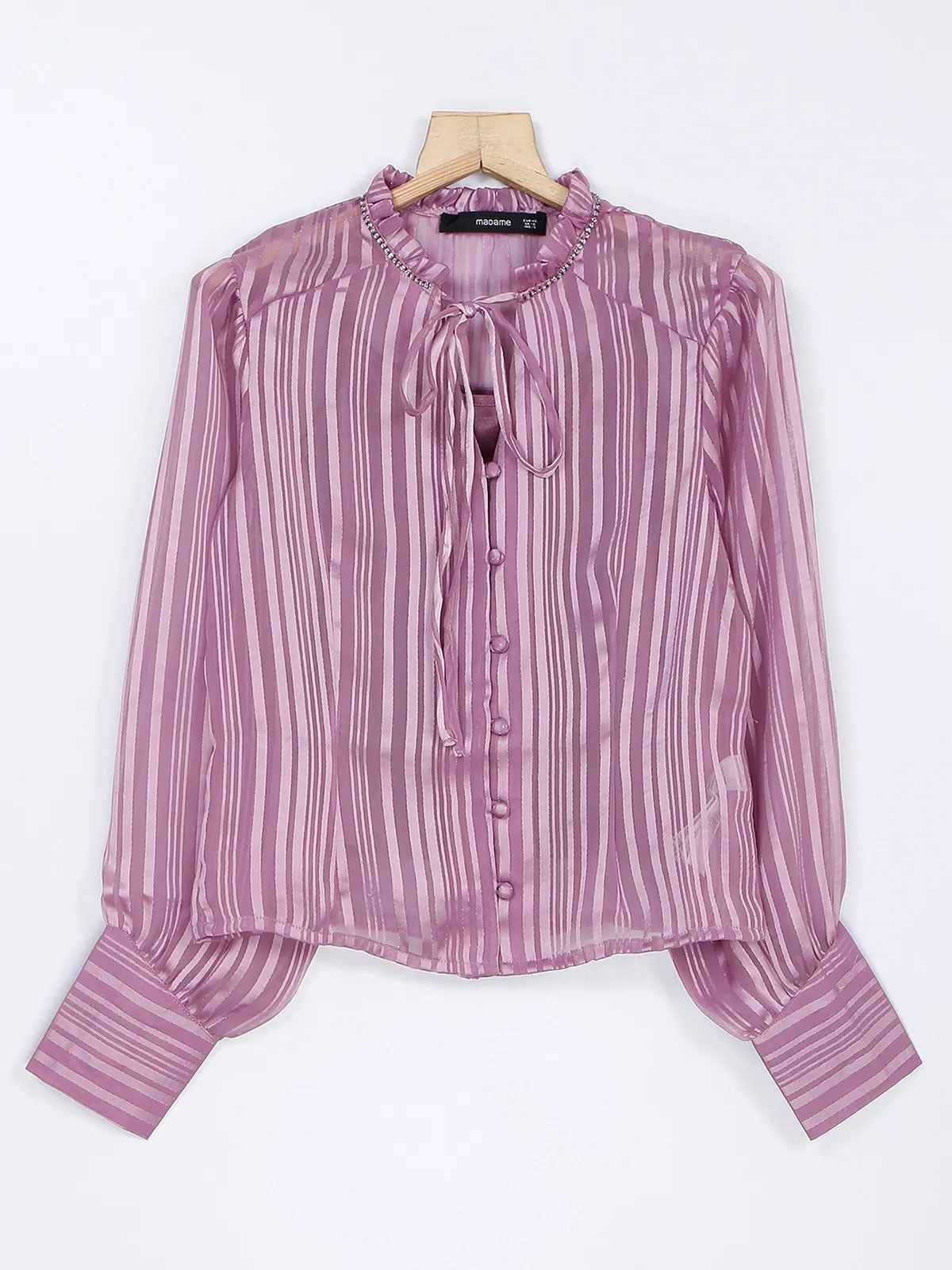 Mauve pink stripe chiffon top